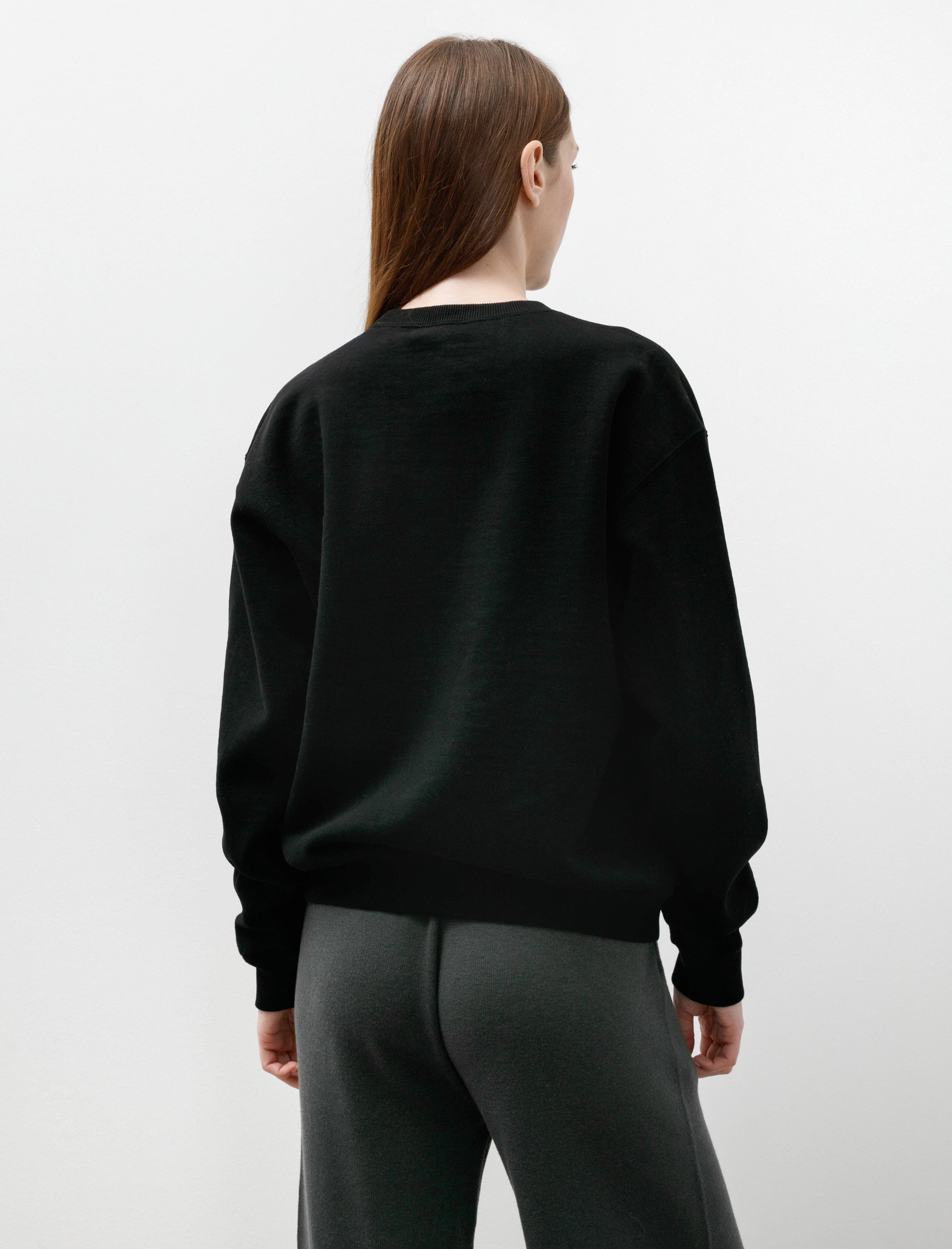 Auralee Smooth Soft BD Sweat P/O Black