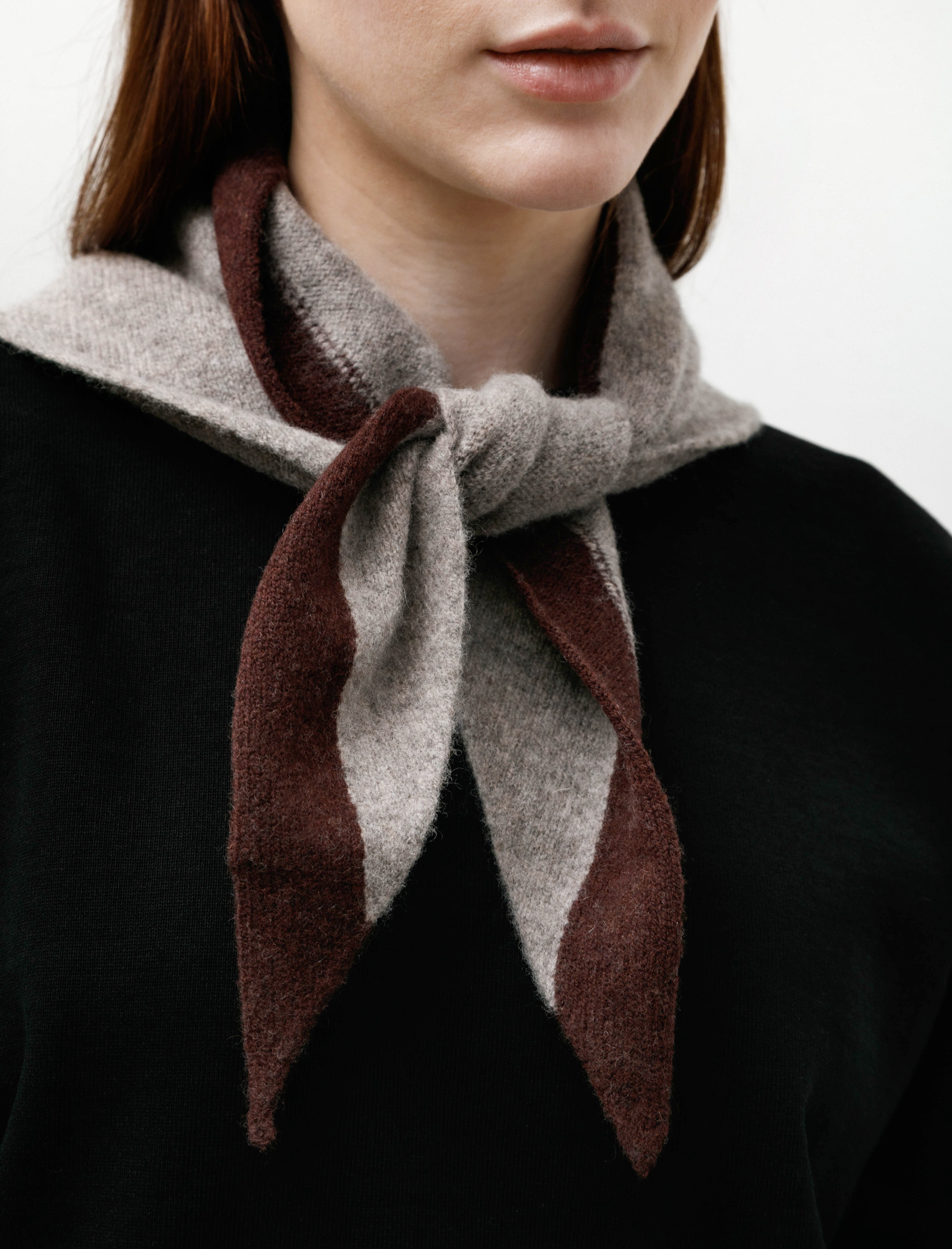 Margaret Howell MHL Tipped Scout Scarf Pebble/Mahogany