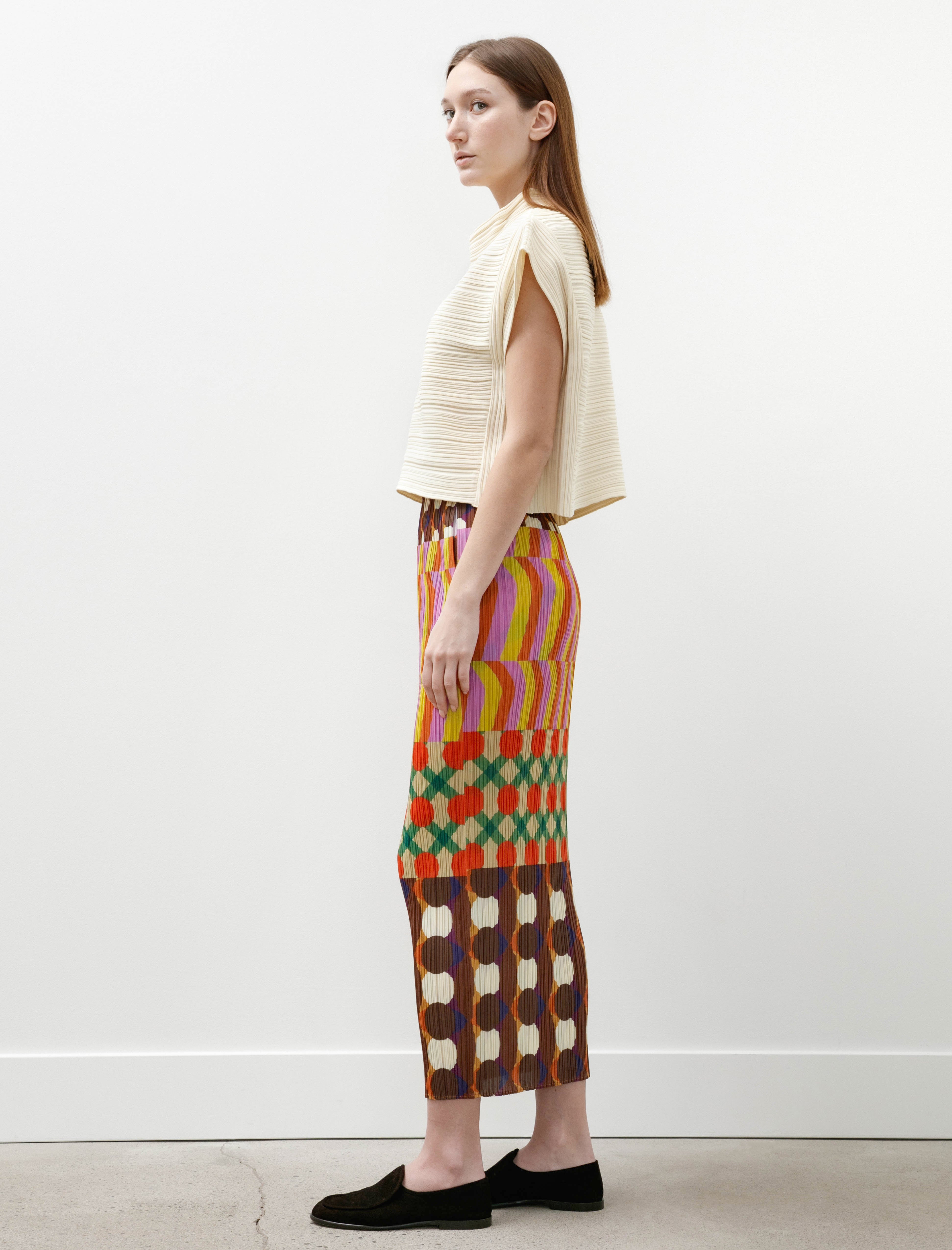 Pleats Please by Issey Miyake Harmony Printed Skirt Pink Multi