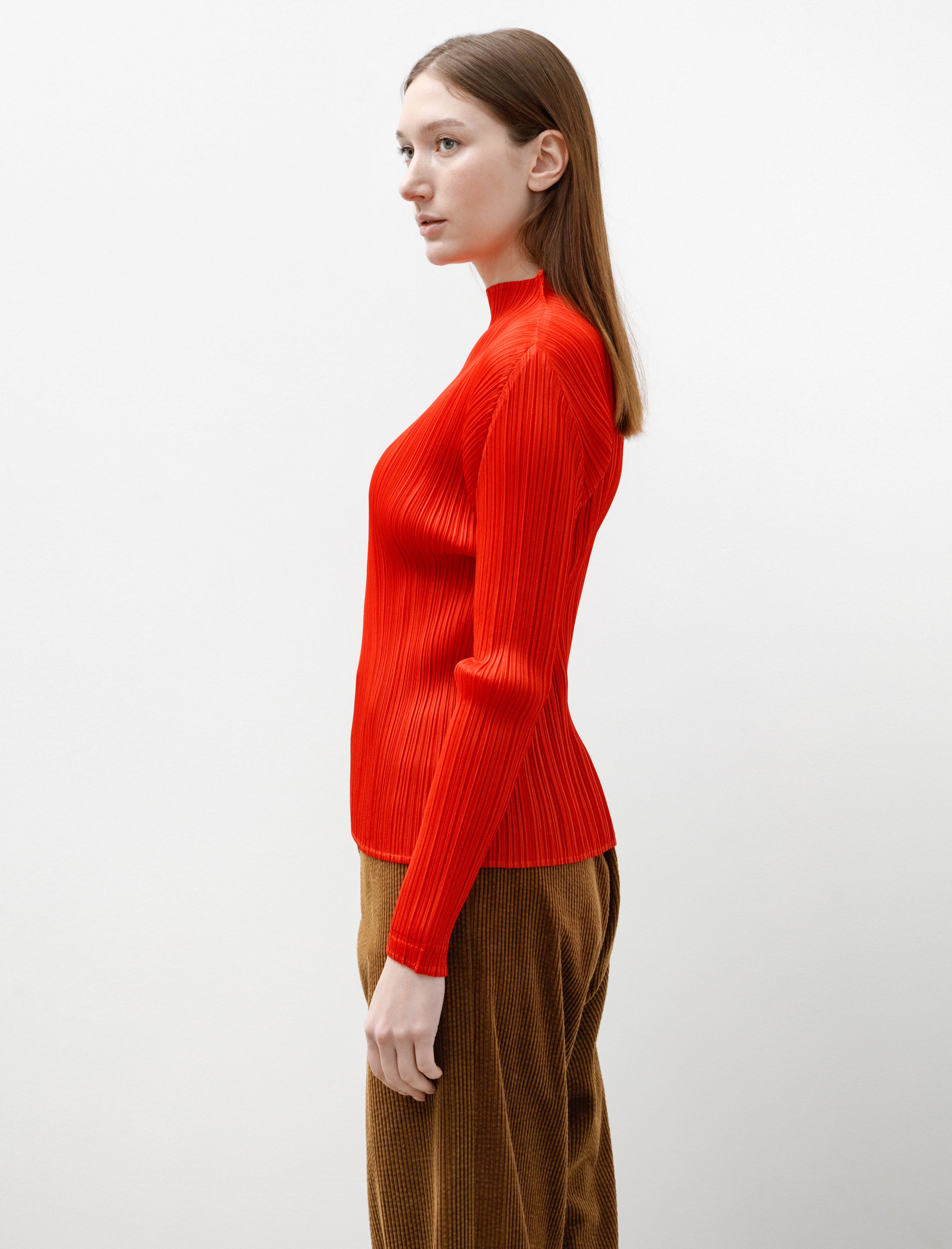 Pleats Please Monthly Colours Mockneck Top Red