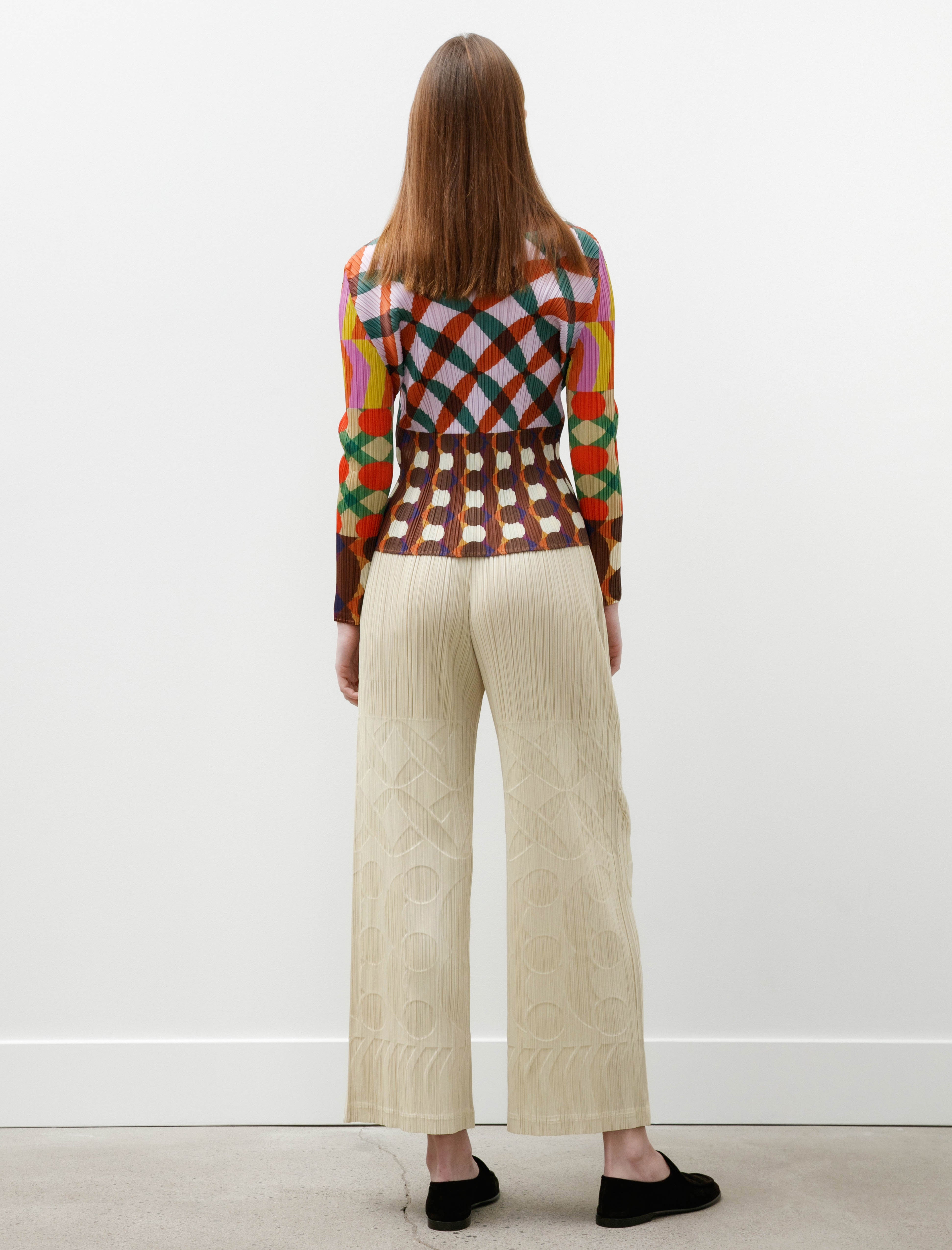 Pleats Please by Issey Miyake Tune Embossed Pants Ivory