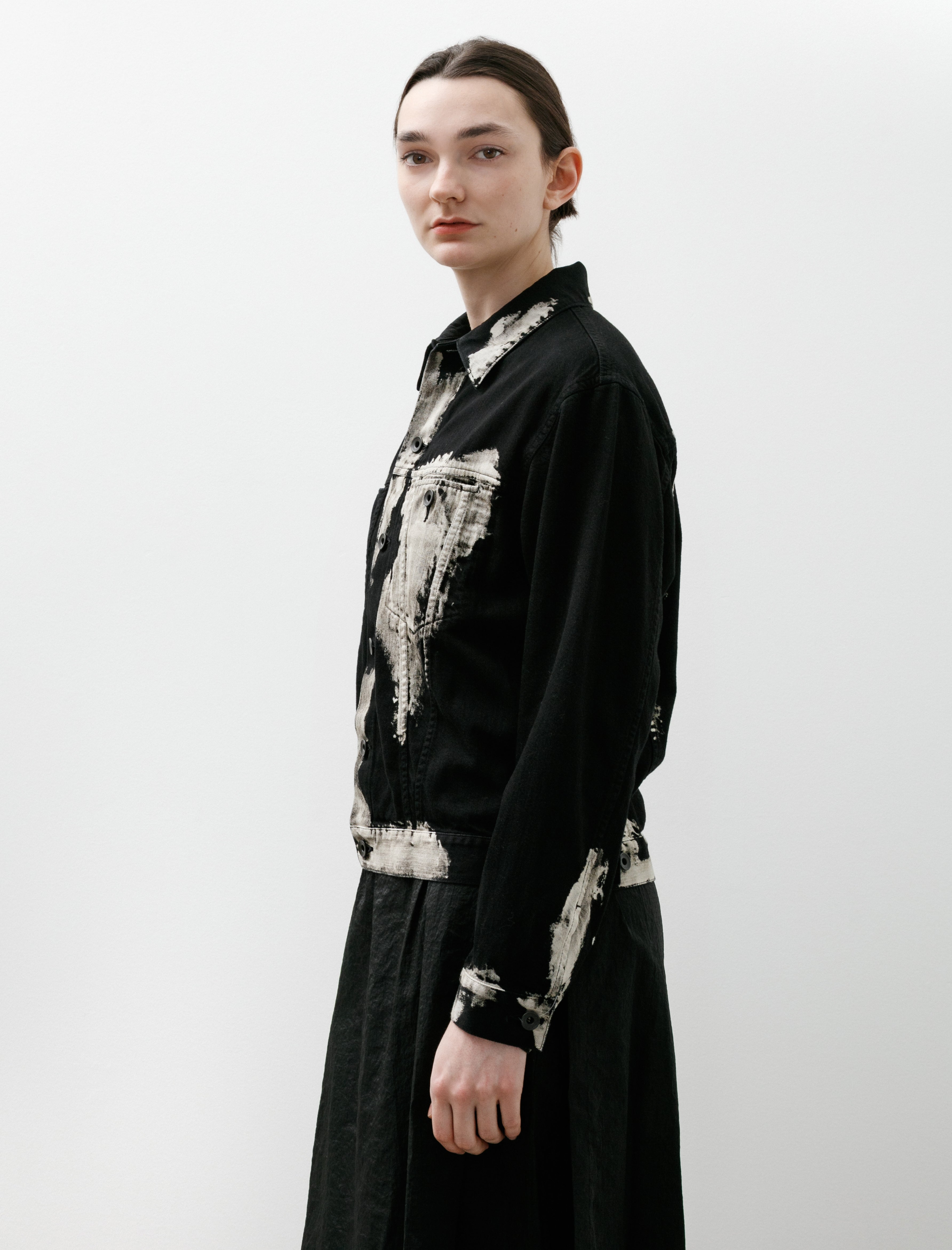 Y's by Yohji Yamamoto Printed Panel Denim Jacket
