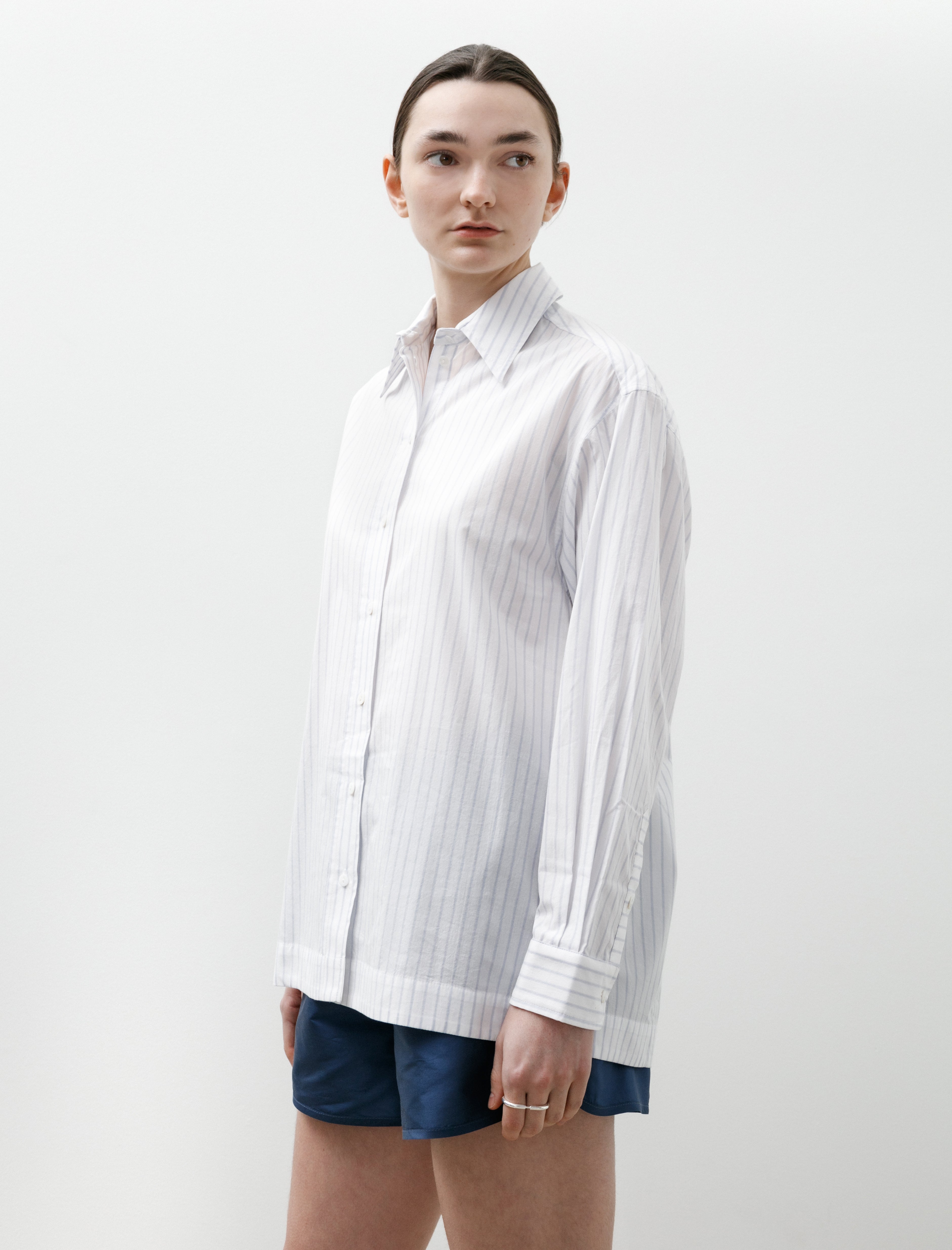 Cawley Japanese Organic Cotton June Shirt Sky/White Stripes