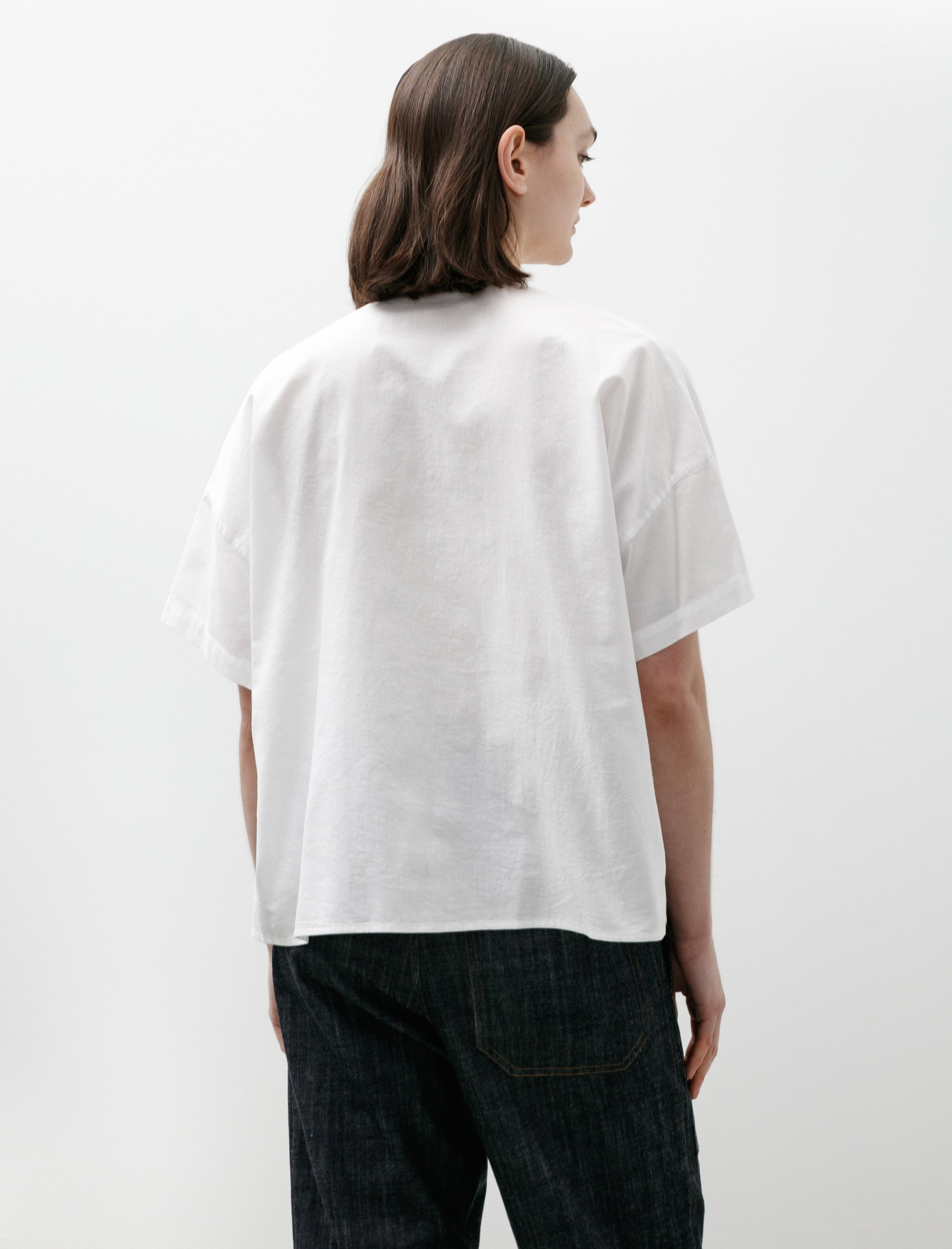 Y's by Yohji Yamamoto Short Sleeve Boxy Shirt White