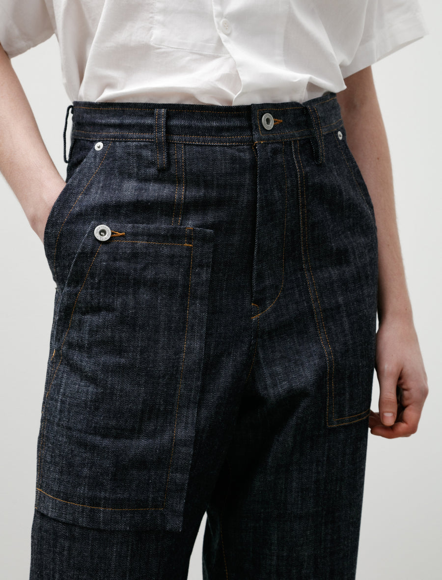 Asymmetrical Pocket Denim Pants Indigo - Image 7