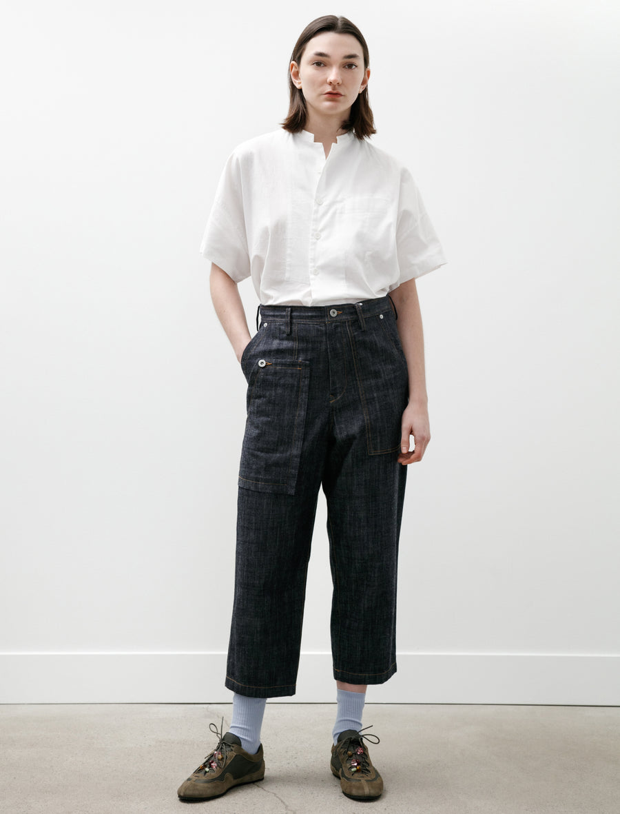 Asymmetrical Pocket Denim Pants Indigo - Image 1