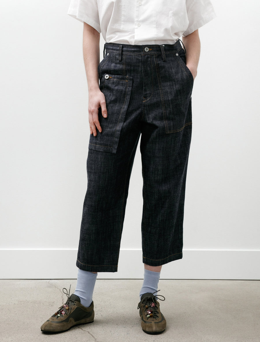 Asymmetrical Pocket Denim Pants Indigo - Image 2