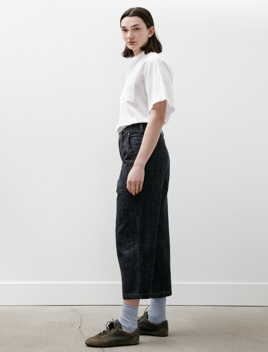 Asymmetrical Pocket Denim Pants Indigo - Image 3