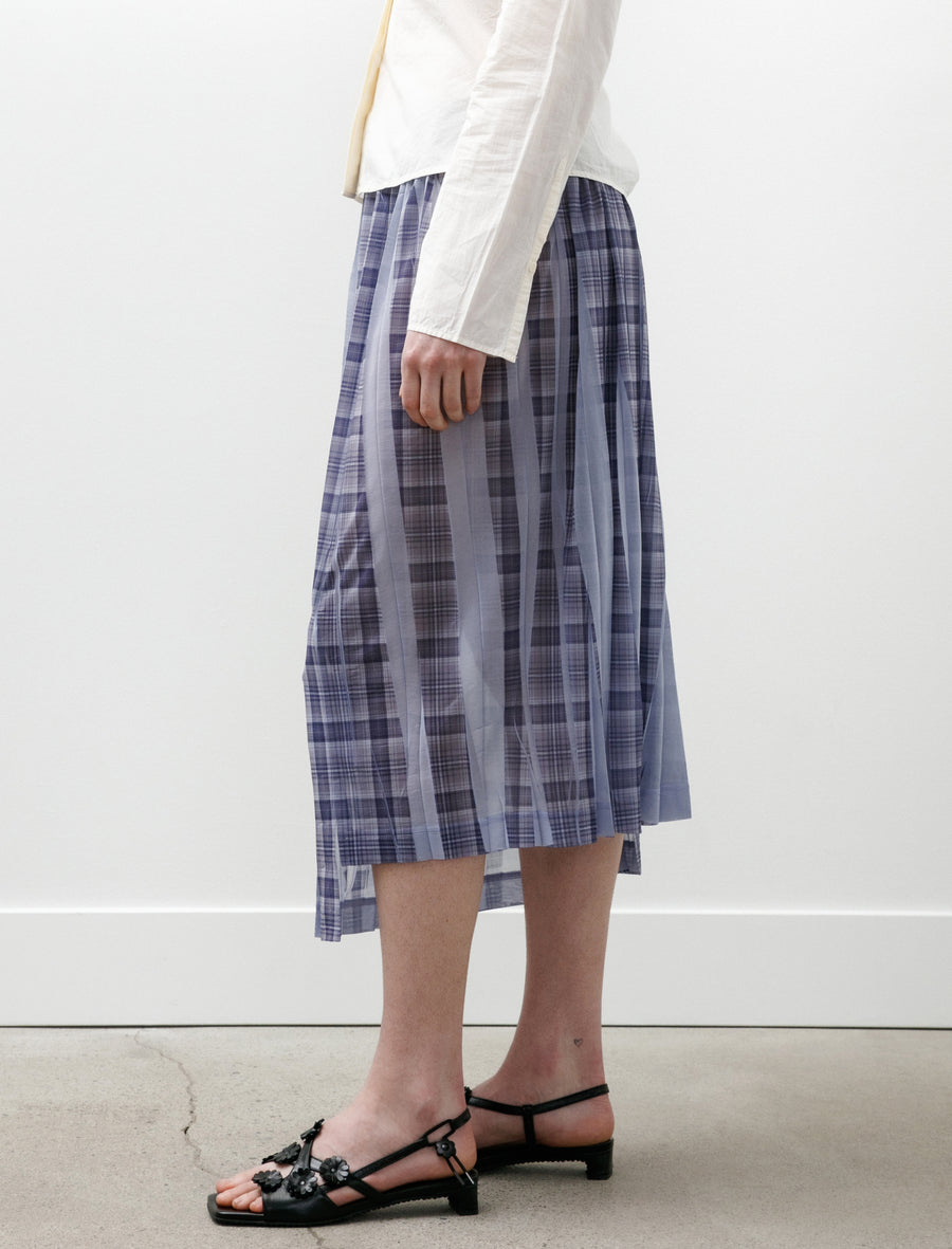 Y's by Yohji Yamamoto Pleat Printed Plaid Skirt Light Blue – Neighbour