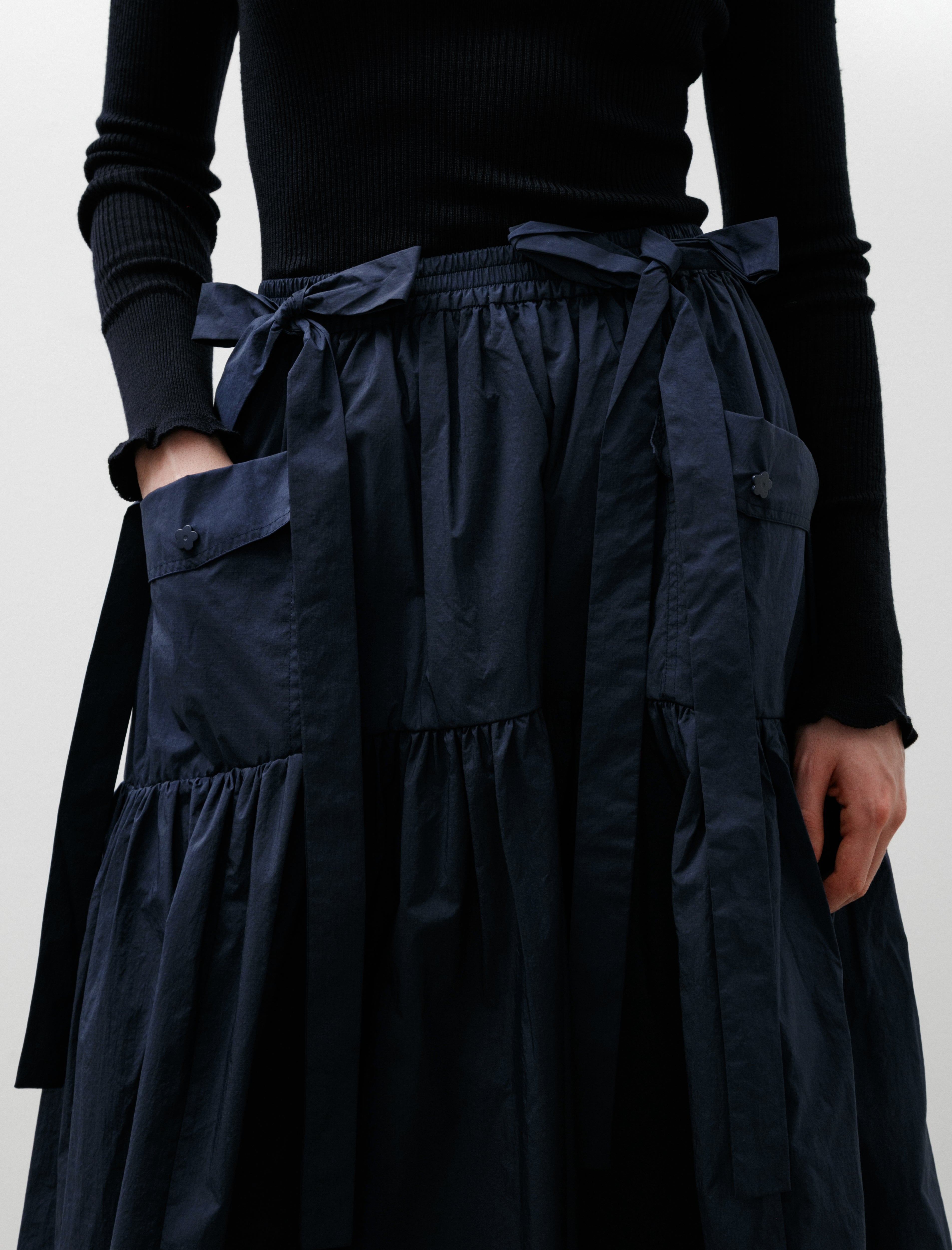 Cecilie Bahnsen Cai Skirt Crisp Ripstop Navy