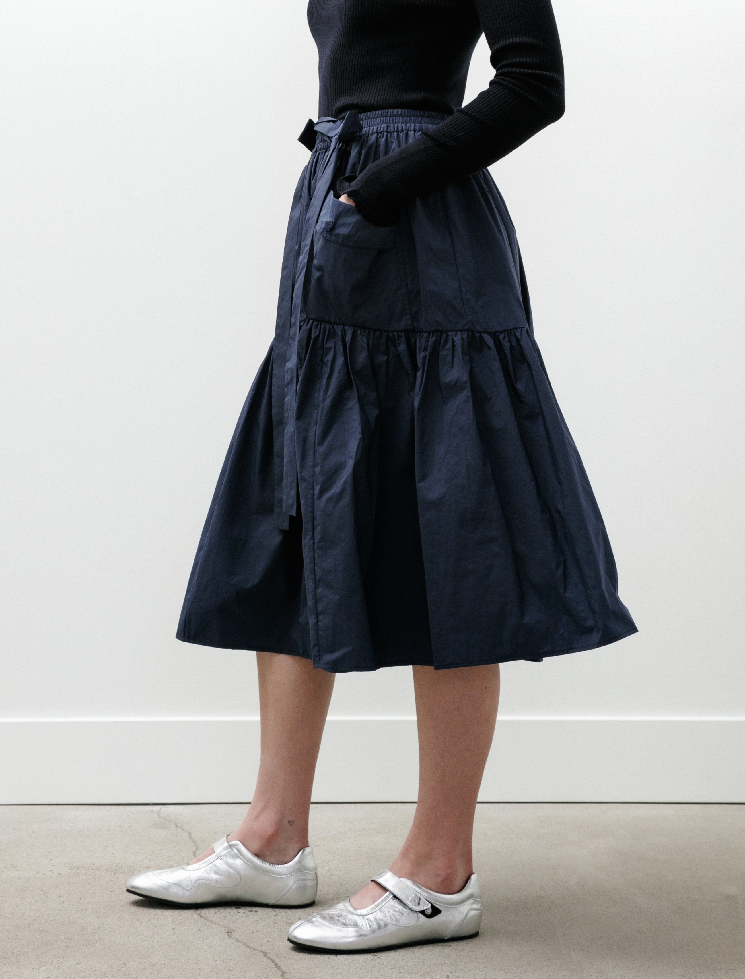 Cecilie Bahnsen Cai Skirt Crisp Ripstop Navy