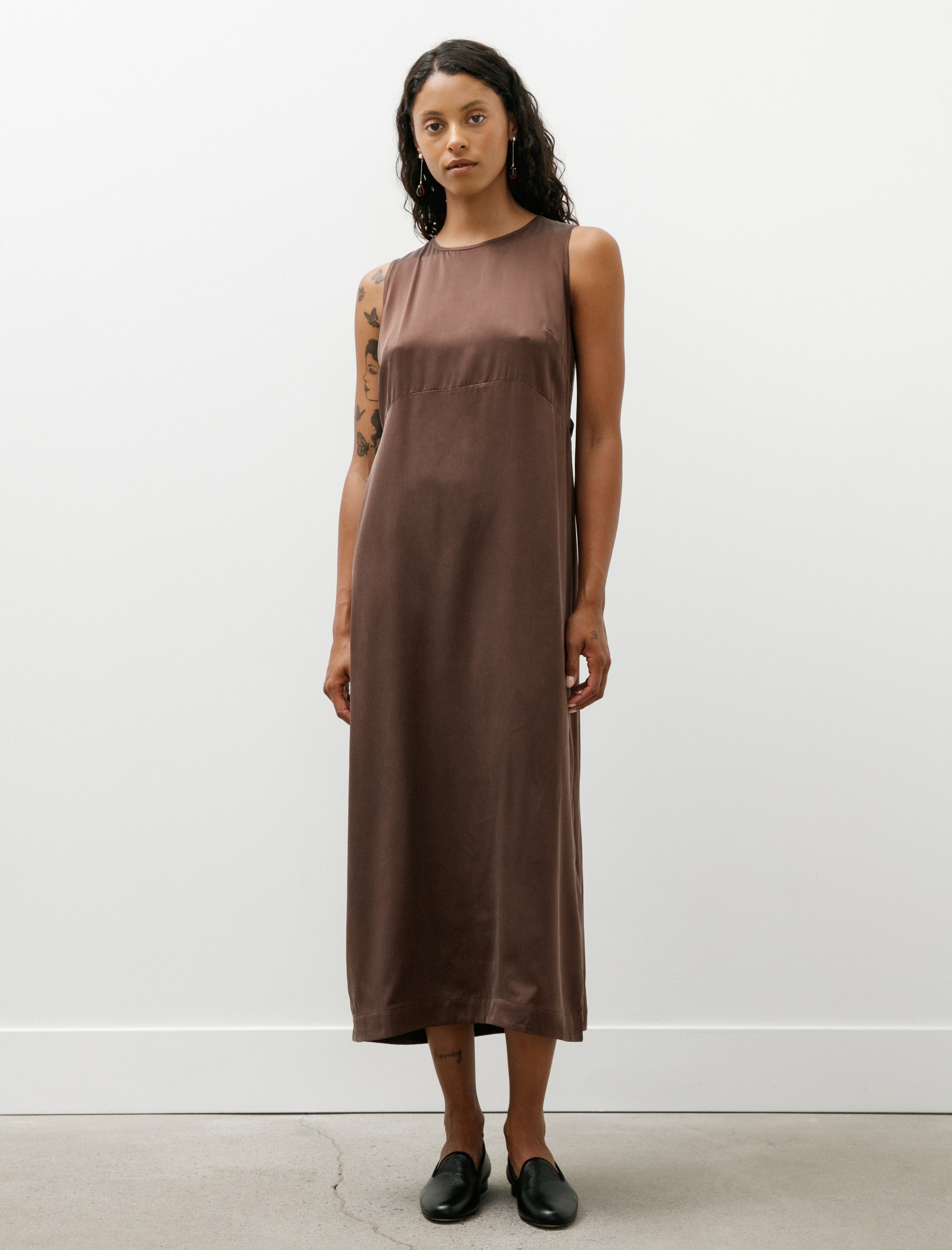 Cawley Sandwashed Satin Erika Dress Chocolate