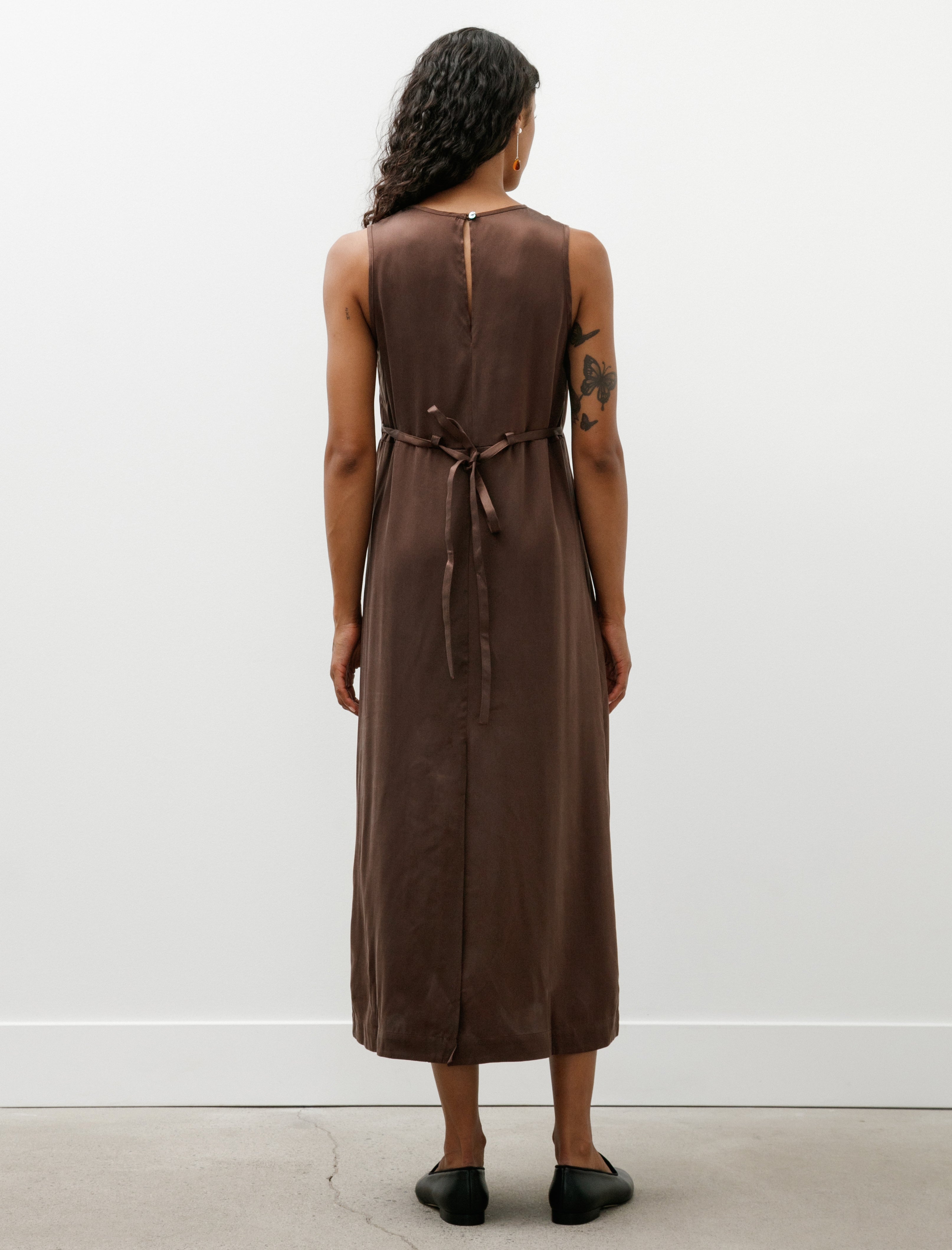 Cawley Sandwashed Satin Erika Dress Chocolate