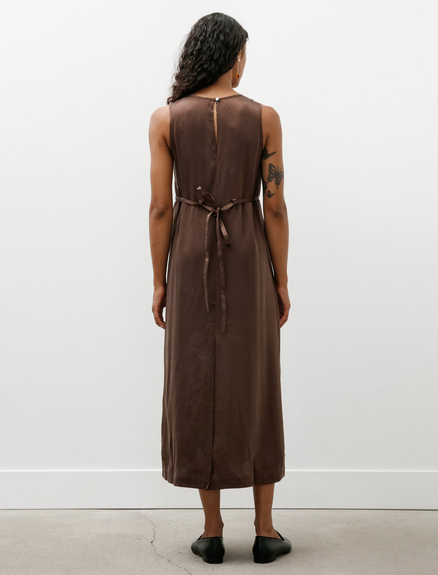 Sandwashed Satin Erika Dress Chocolate - Image 3