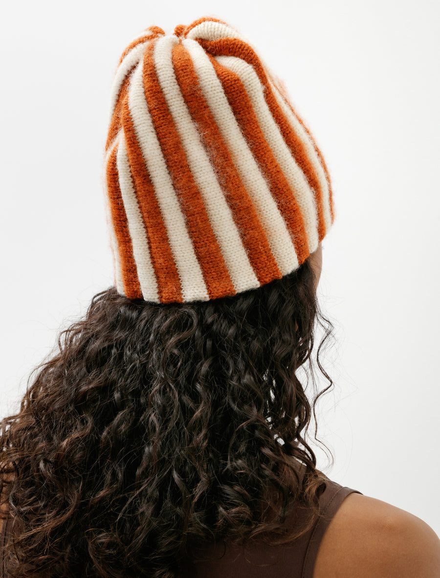 Brushed British Wool Pleat Hat Natural/Autumn - Image 3