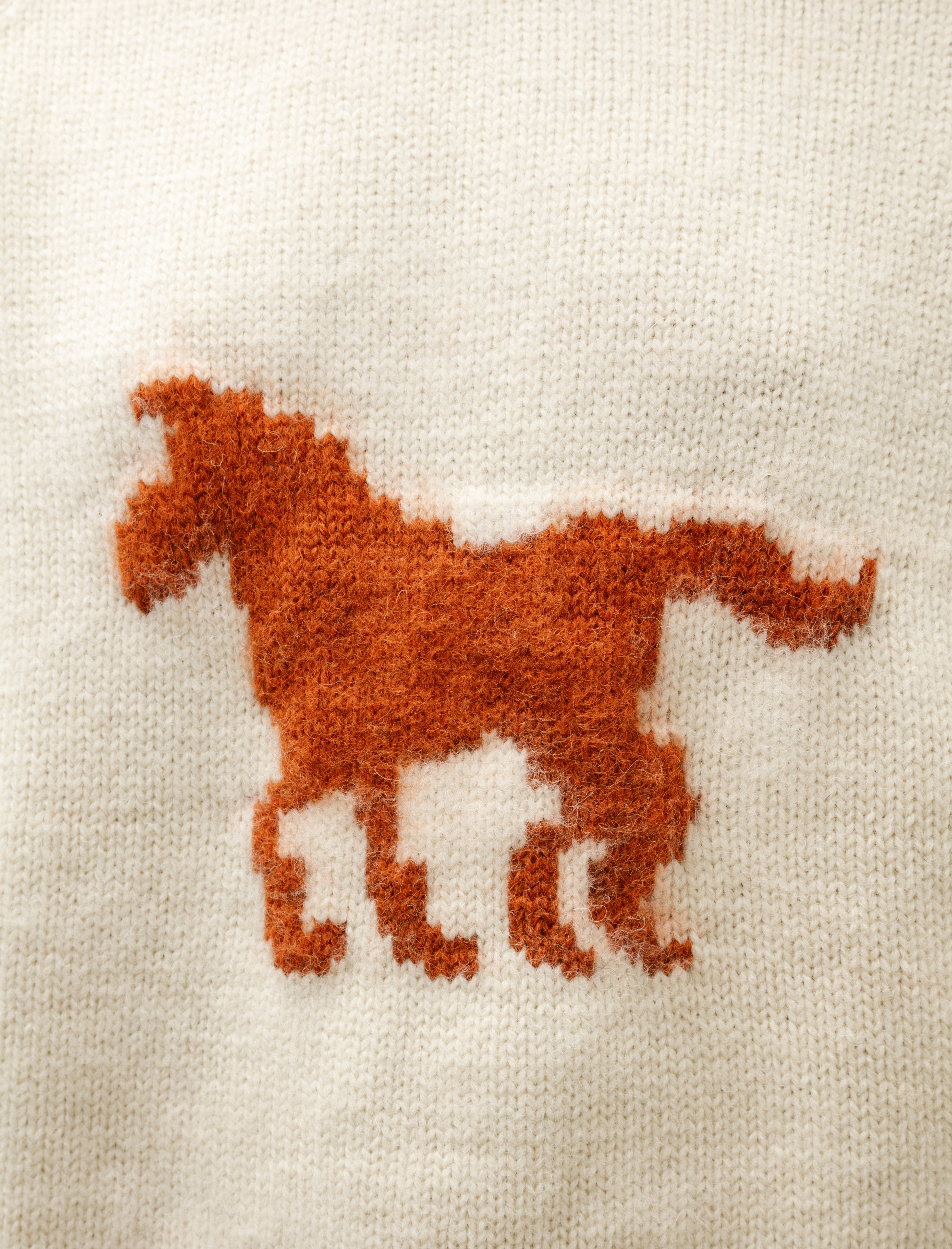 Cawley Brushed British Wool Horse Jumper Natural/Autumn