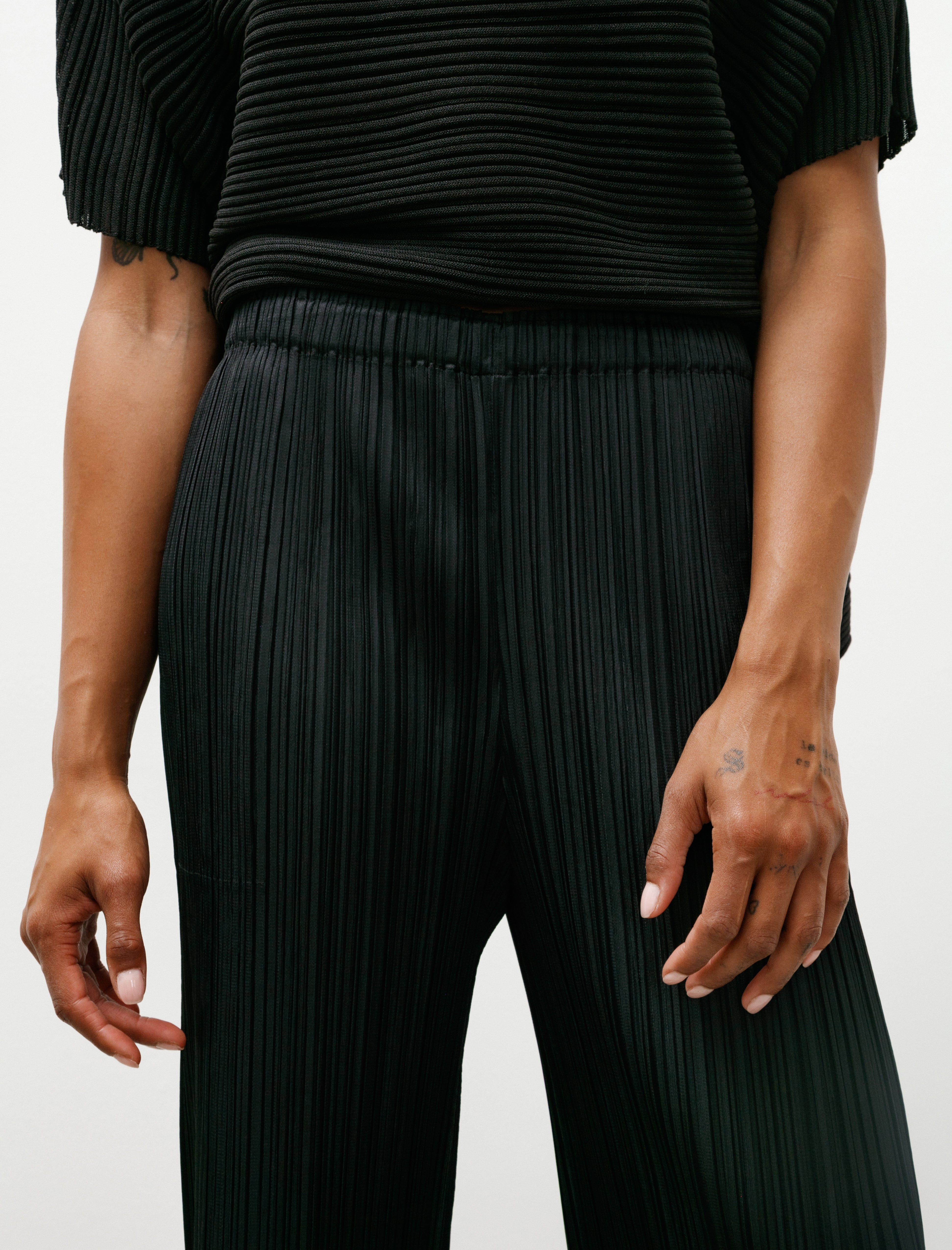Pleats Please by Issey Miyake Thicker Bottoms Straight Pants Black