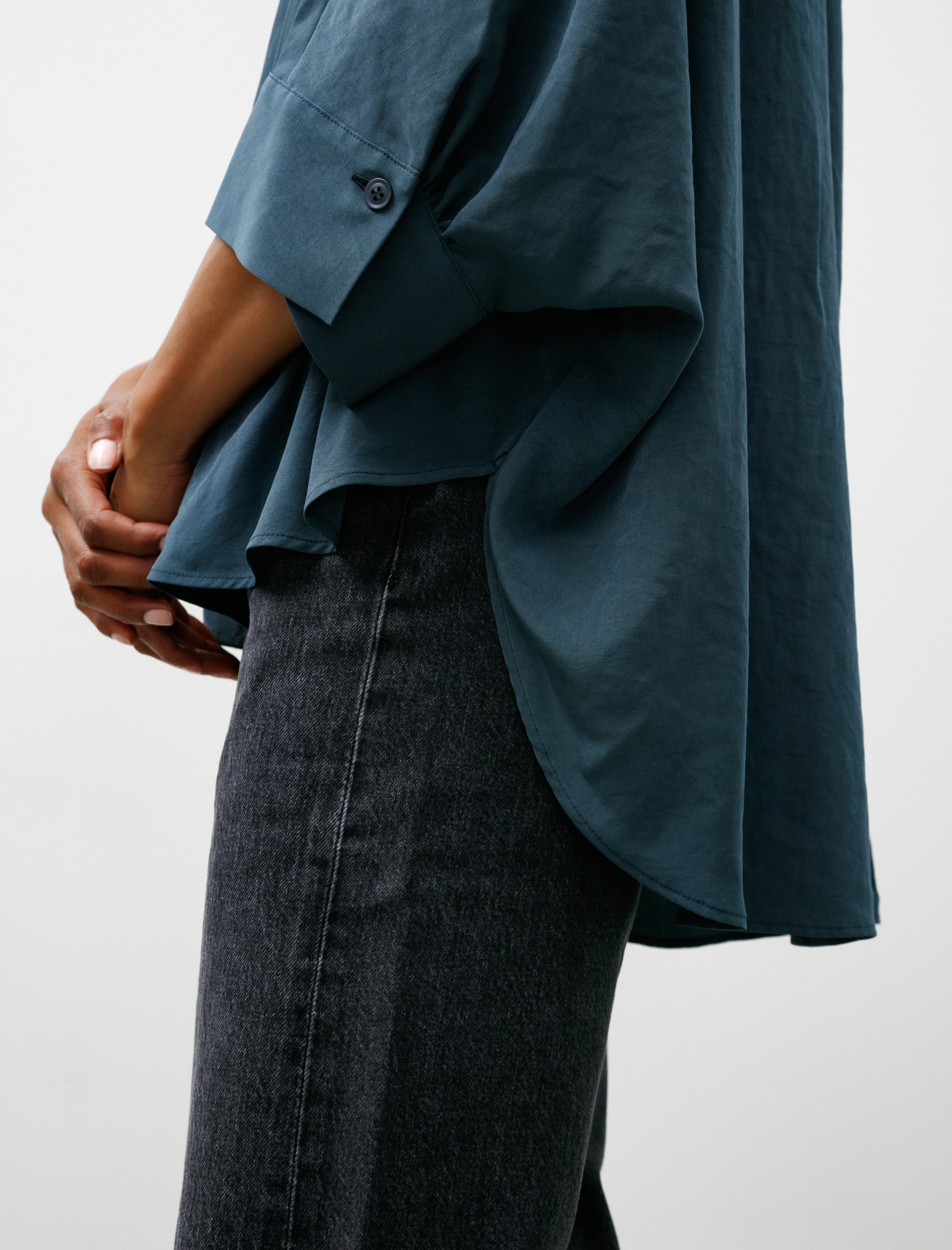 Y's by Yohji Yamamoto Half Sleeve Cape Shirt Blue Green