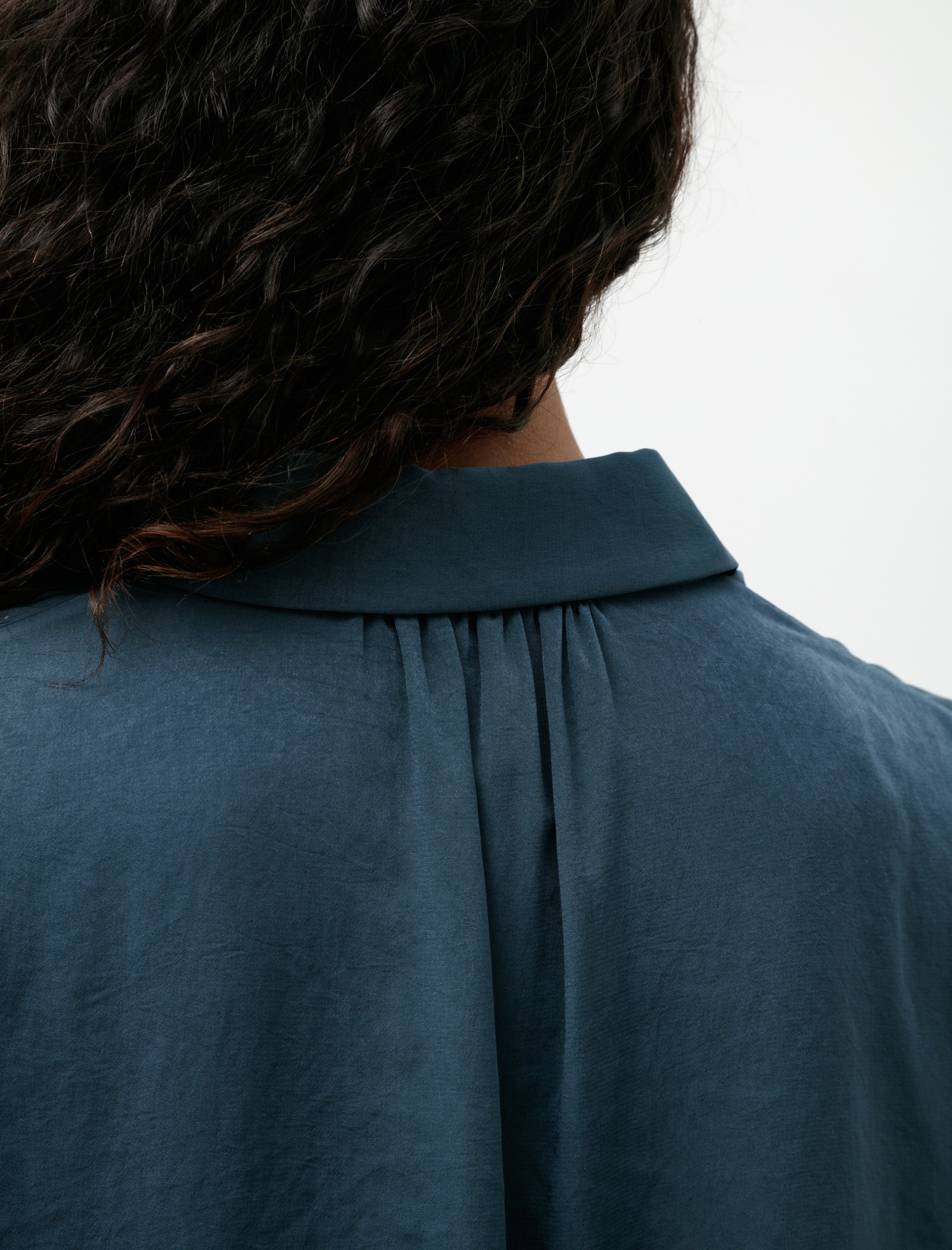 Y's by Yohji Yamamoto Half Sleeve Cape Shirt Blue Green