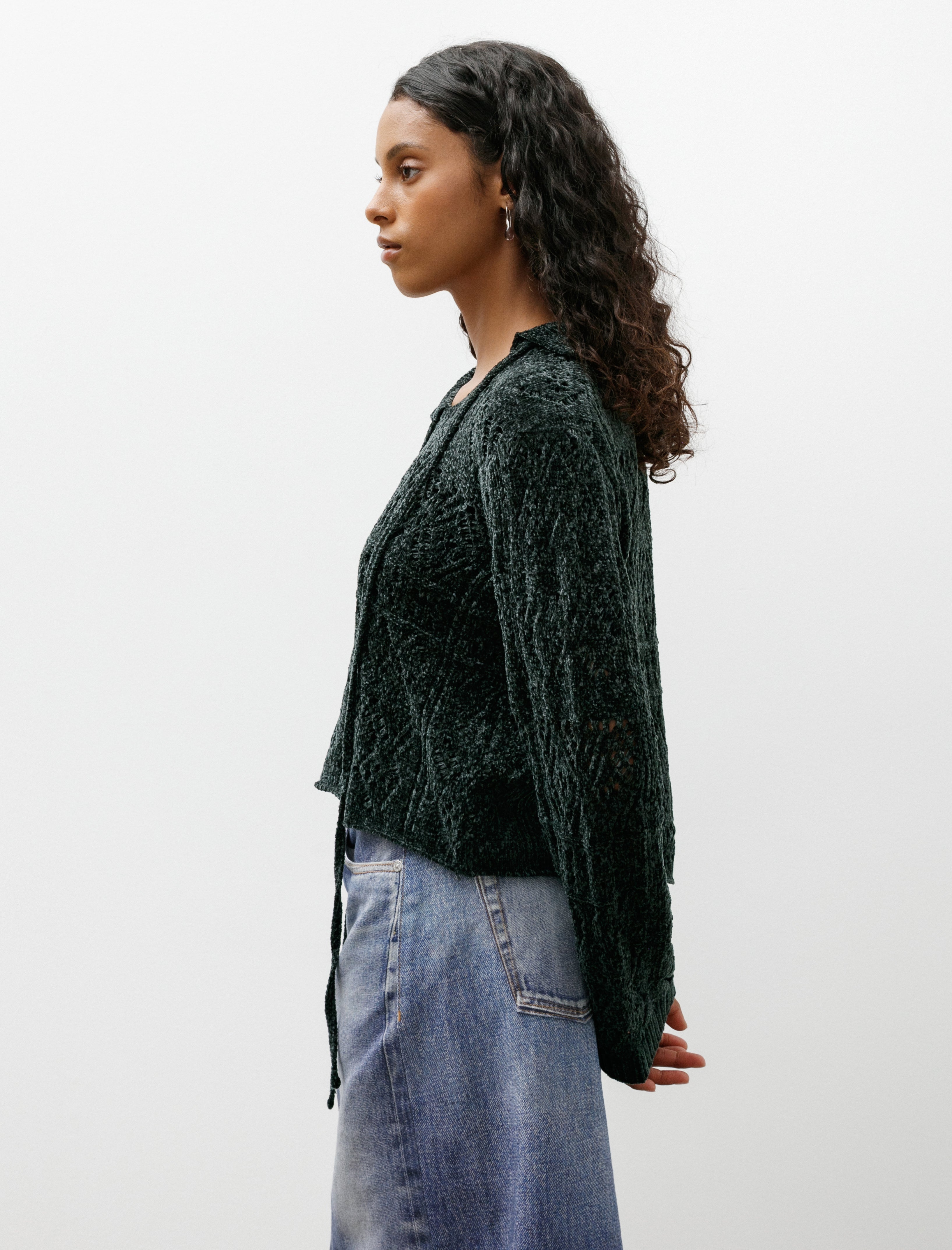 Y's by Yohji Yamamoto Chenille Pullover with Strings Green