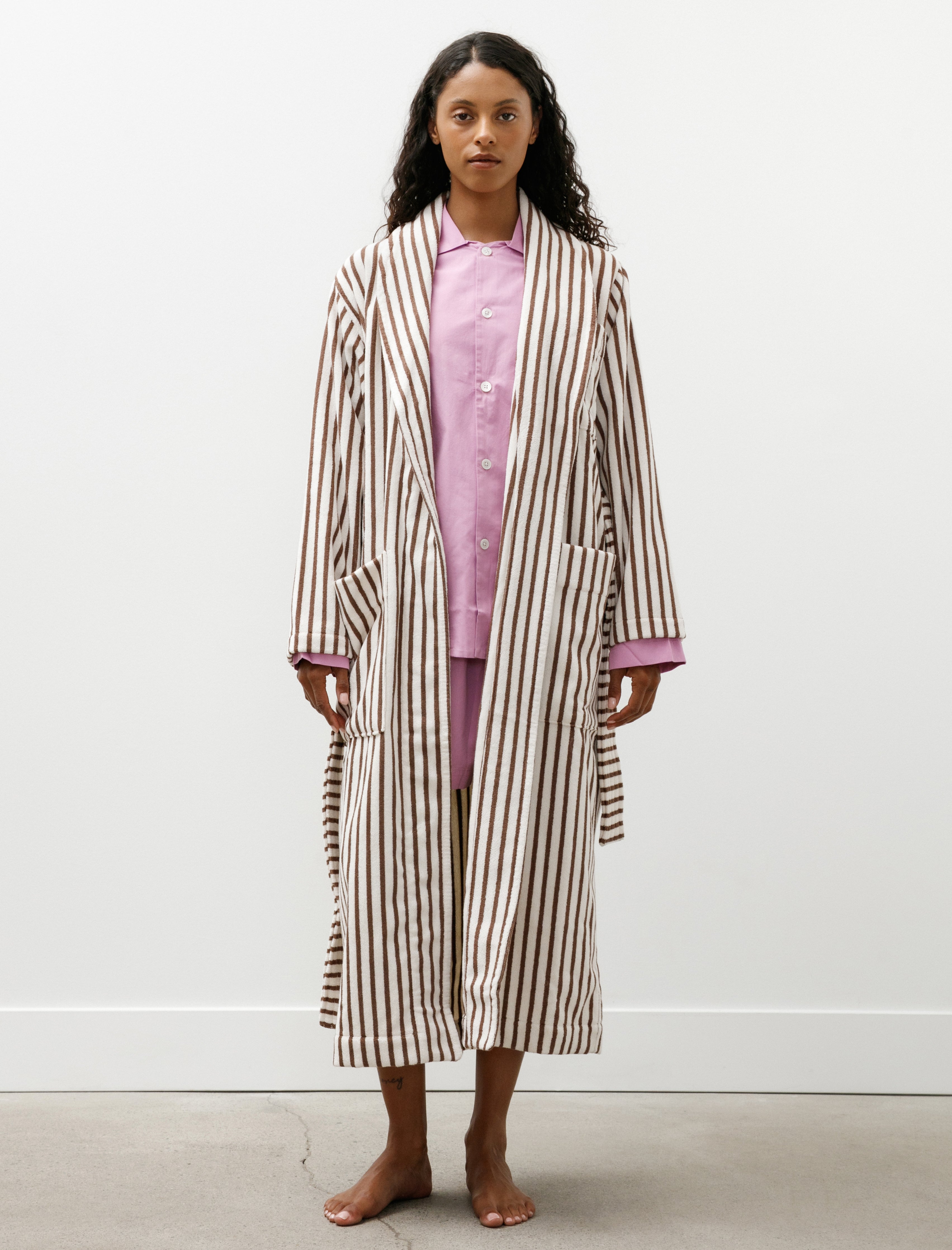 Tekla Classic Bathrobe Kodiak Stripes