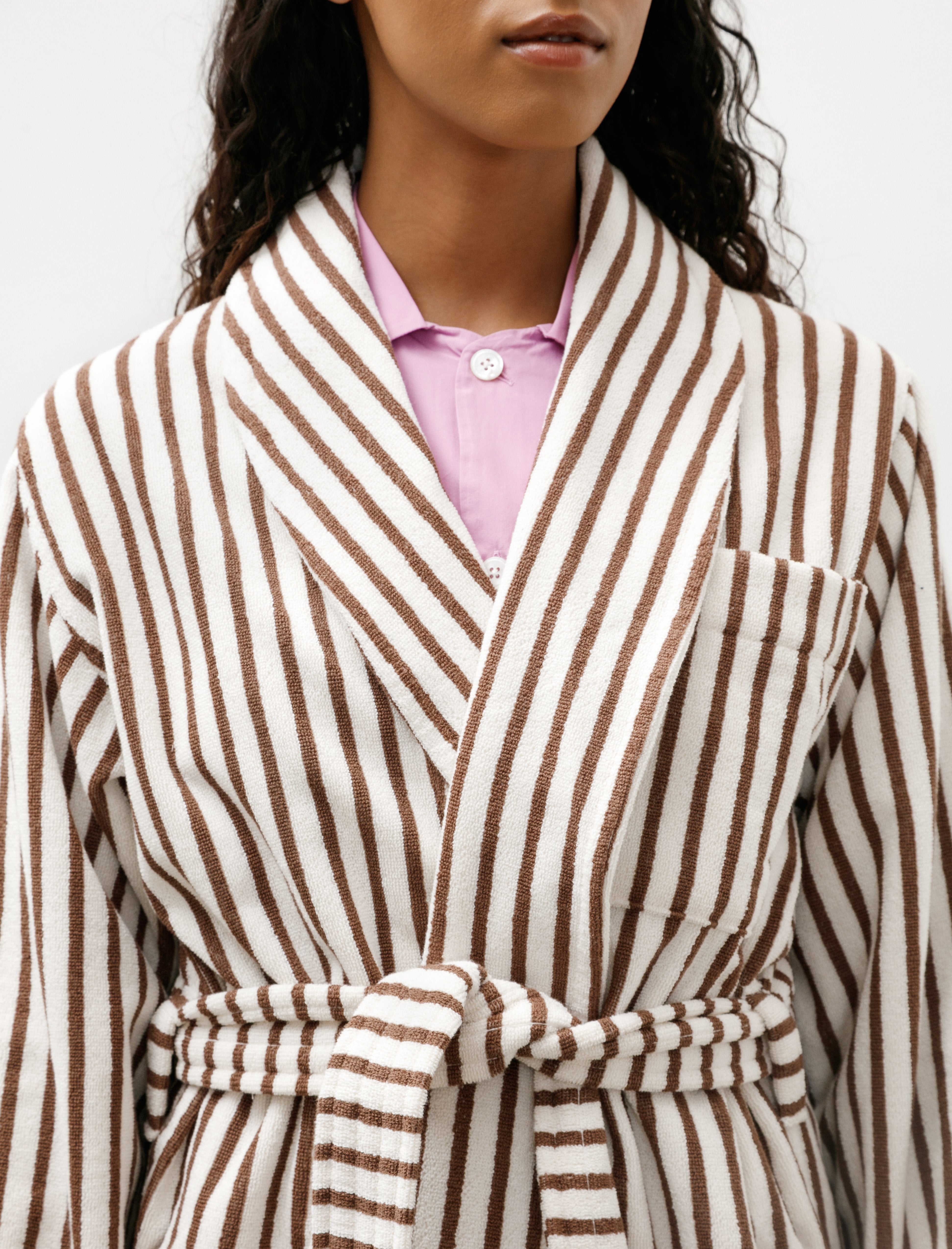 Tekla Classic Bathrobe Kodiak Stripes