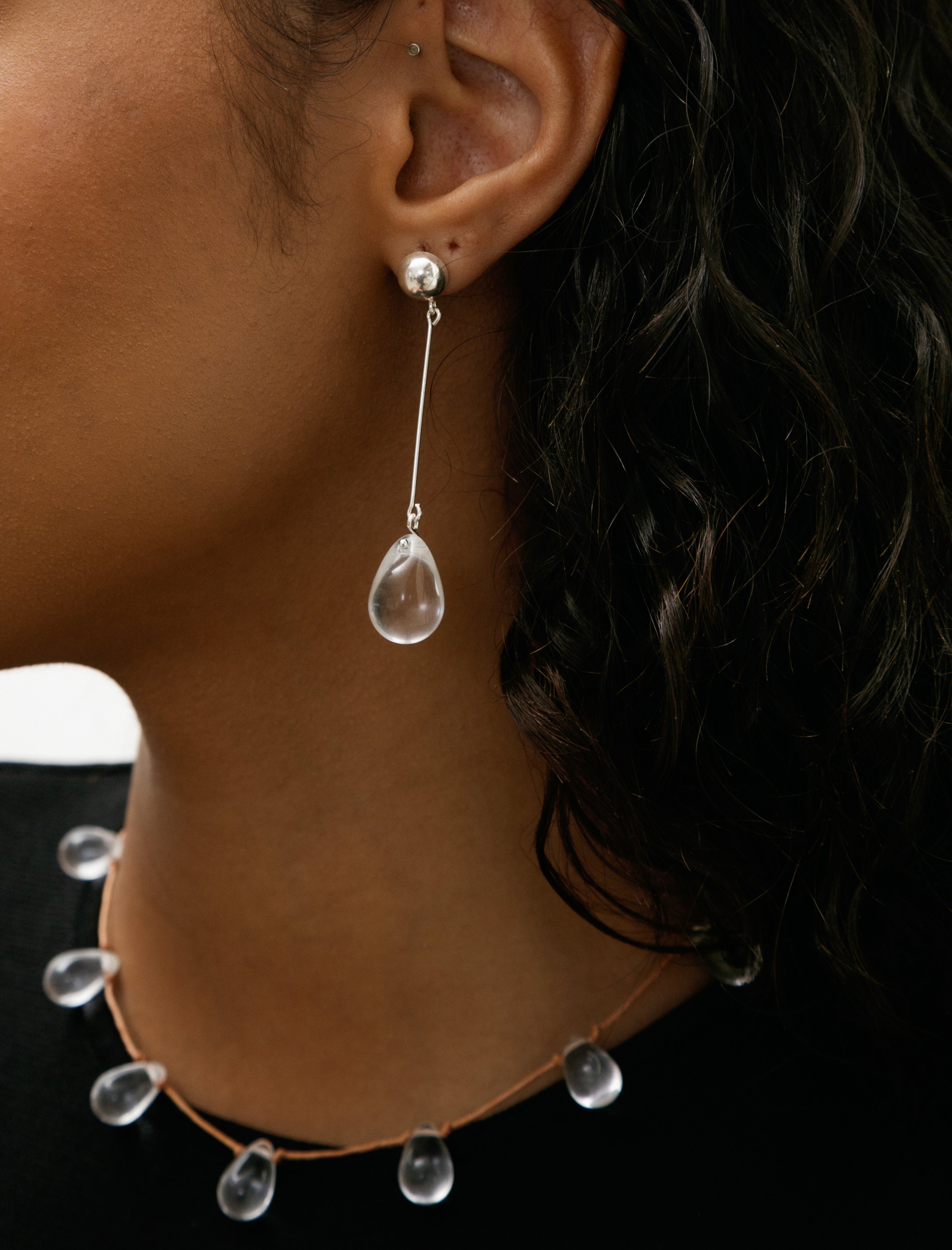 Sisi Joia Gota Long Earrings Clear