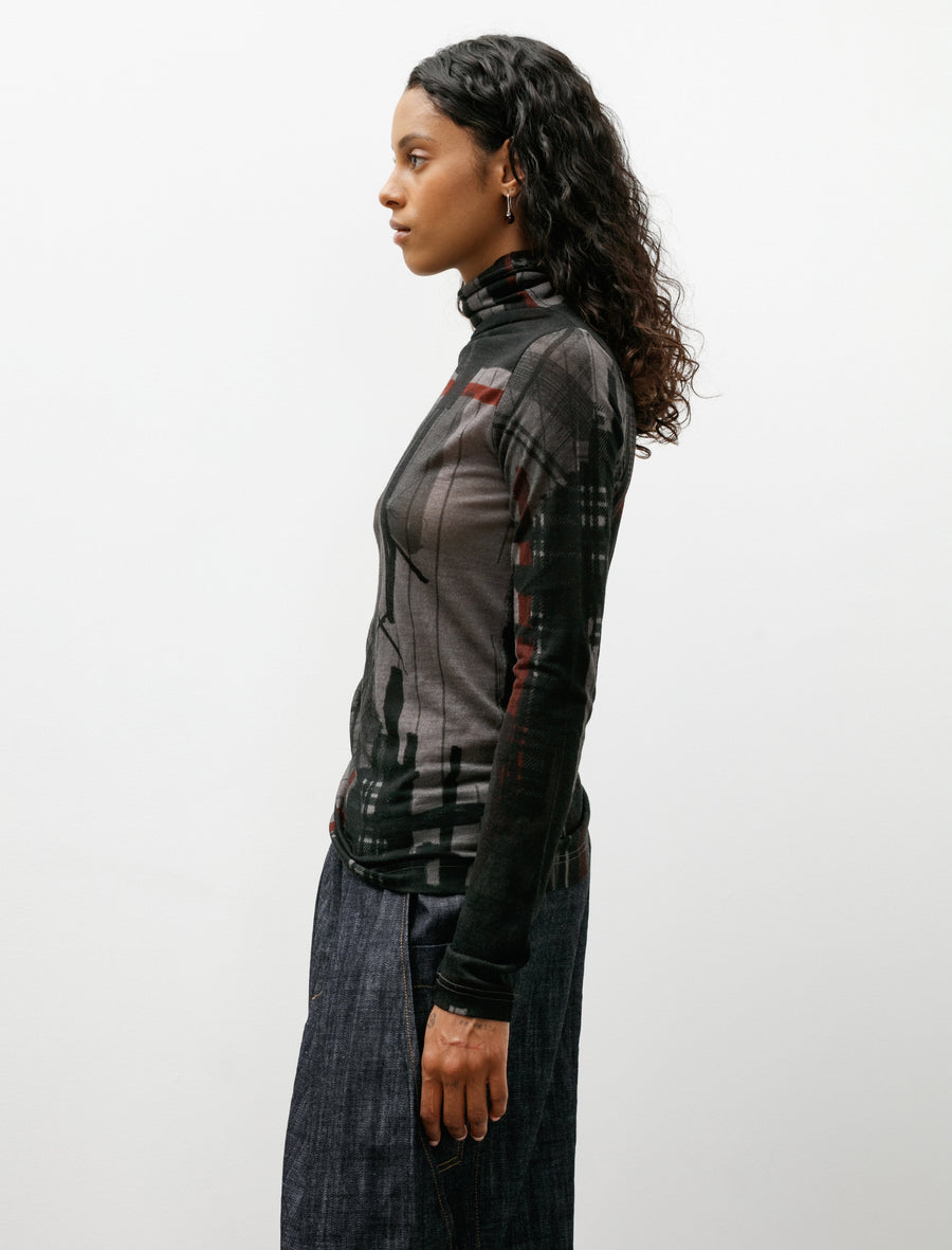 Sheer Mix Plaid Turtleneck - Image 4