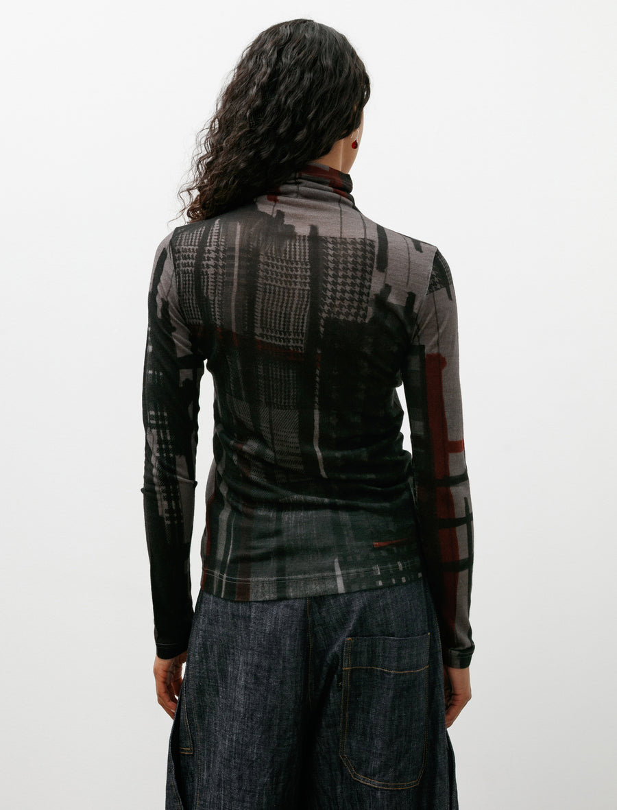 Sheer Mix Plaid Turtleneck - Image 2