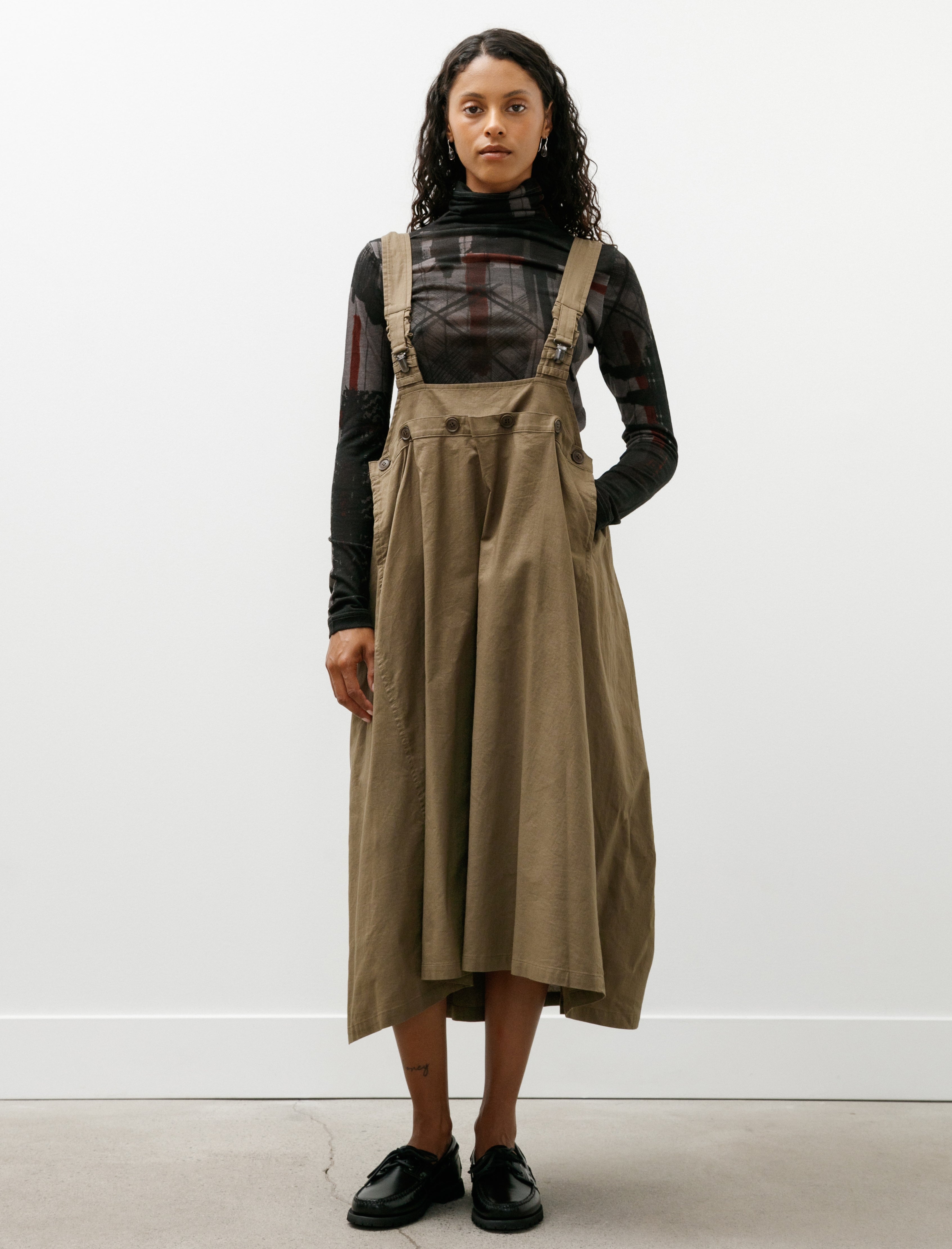 Y's by Yohji Yamamoto Suspender Dress Khaki