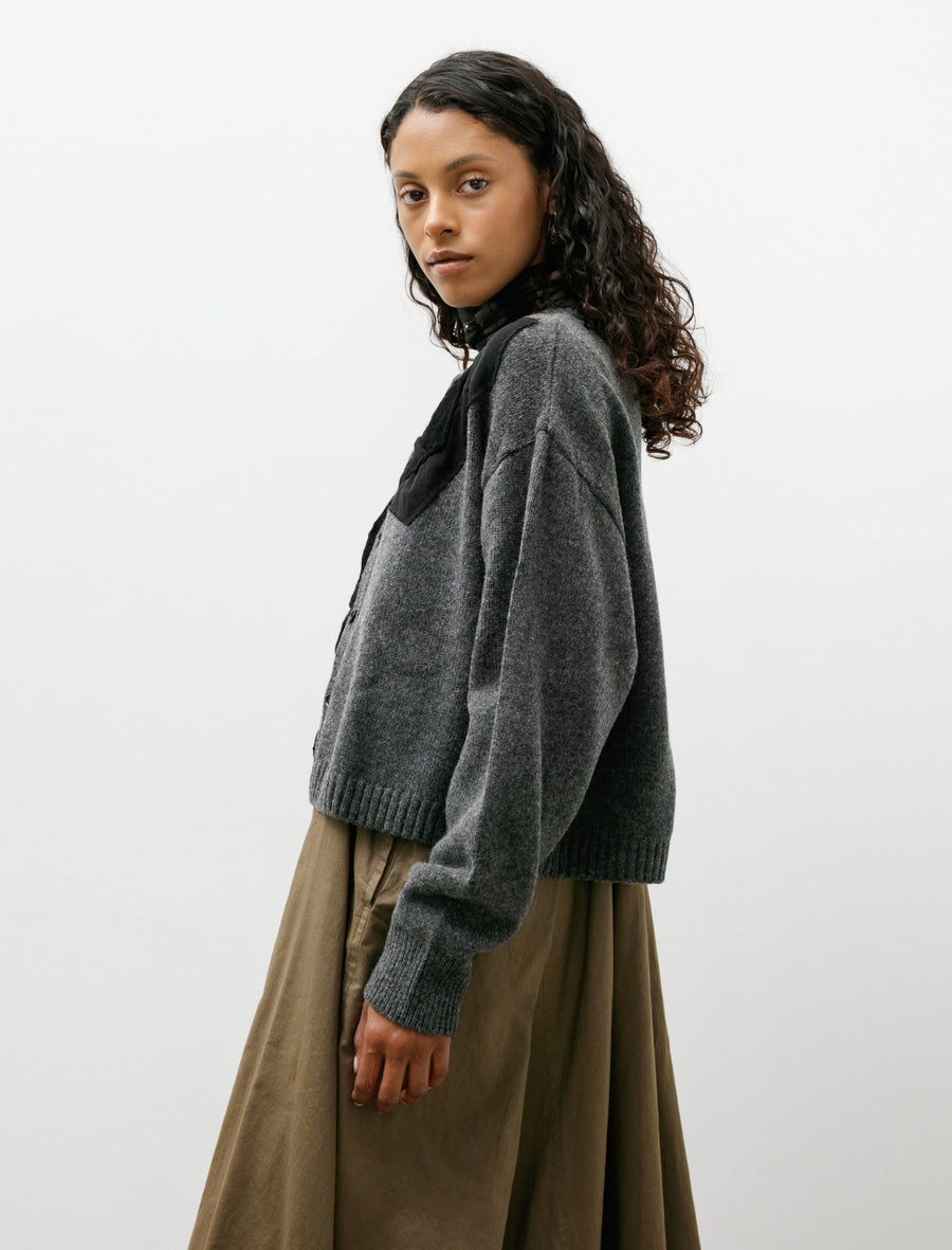 Appliqué Short Cardigan Charcoal - Image 4
