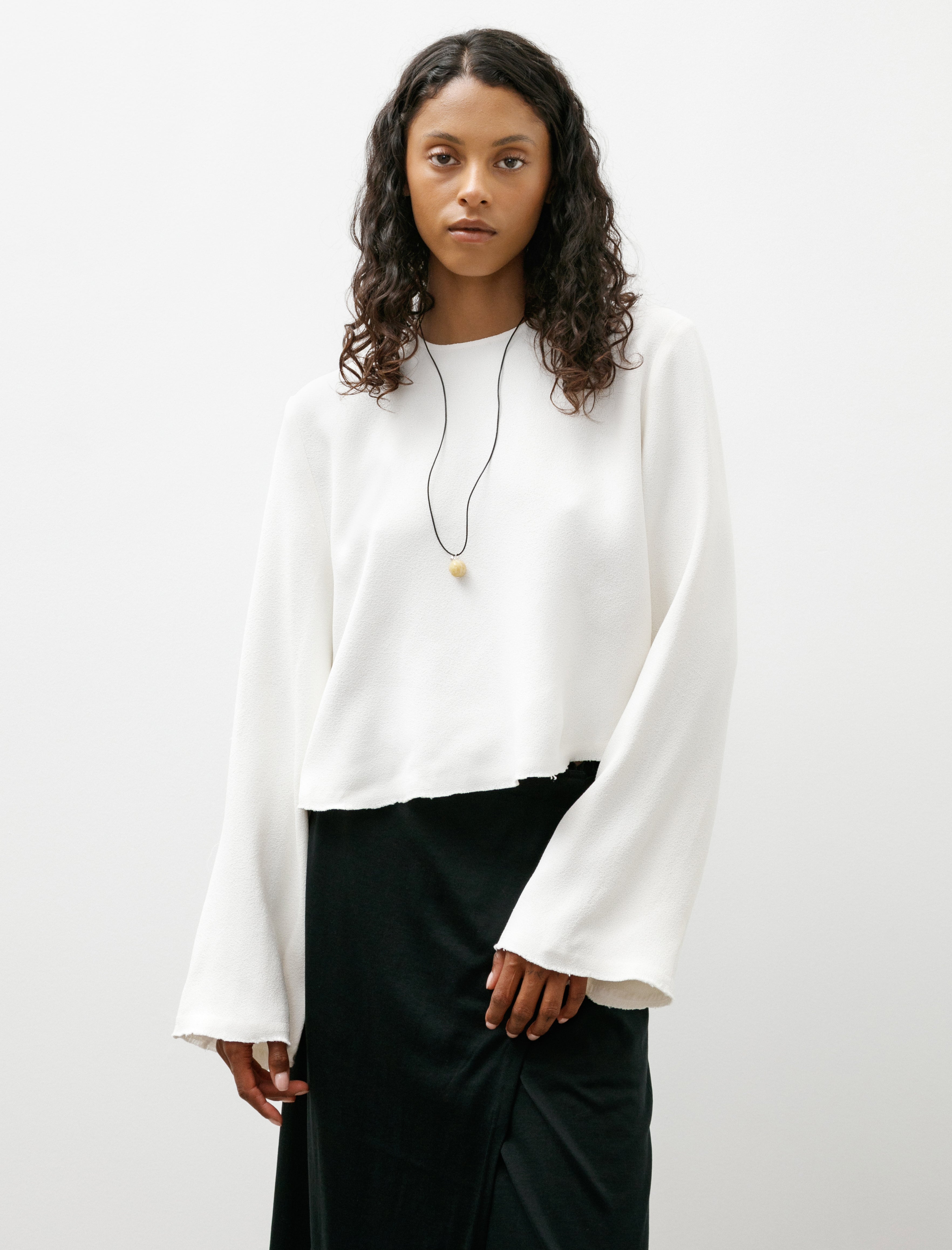 Totême Cropped Sablé Blouse Macadamia
