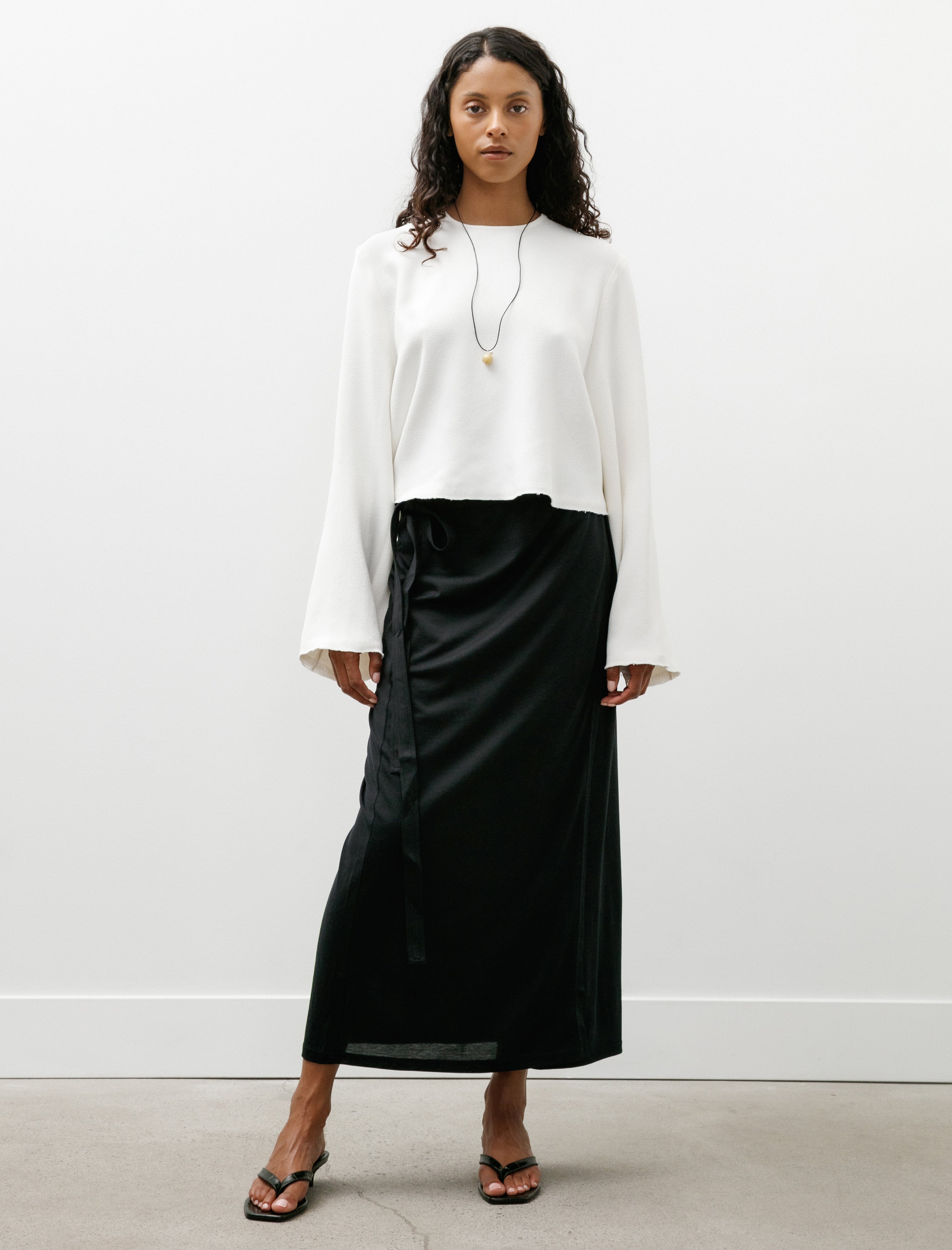 Totême Wrap Skirt Silk Cotton Black