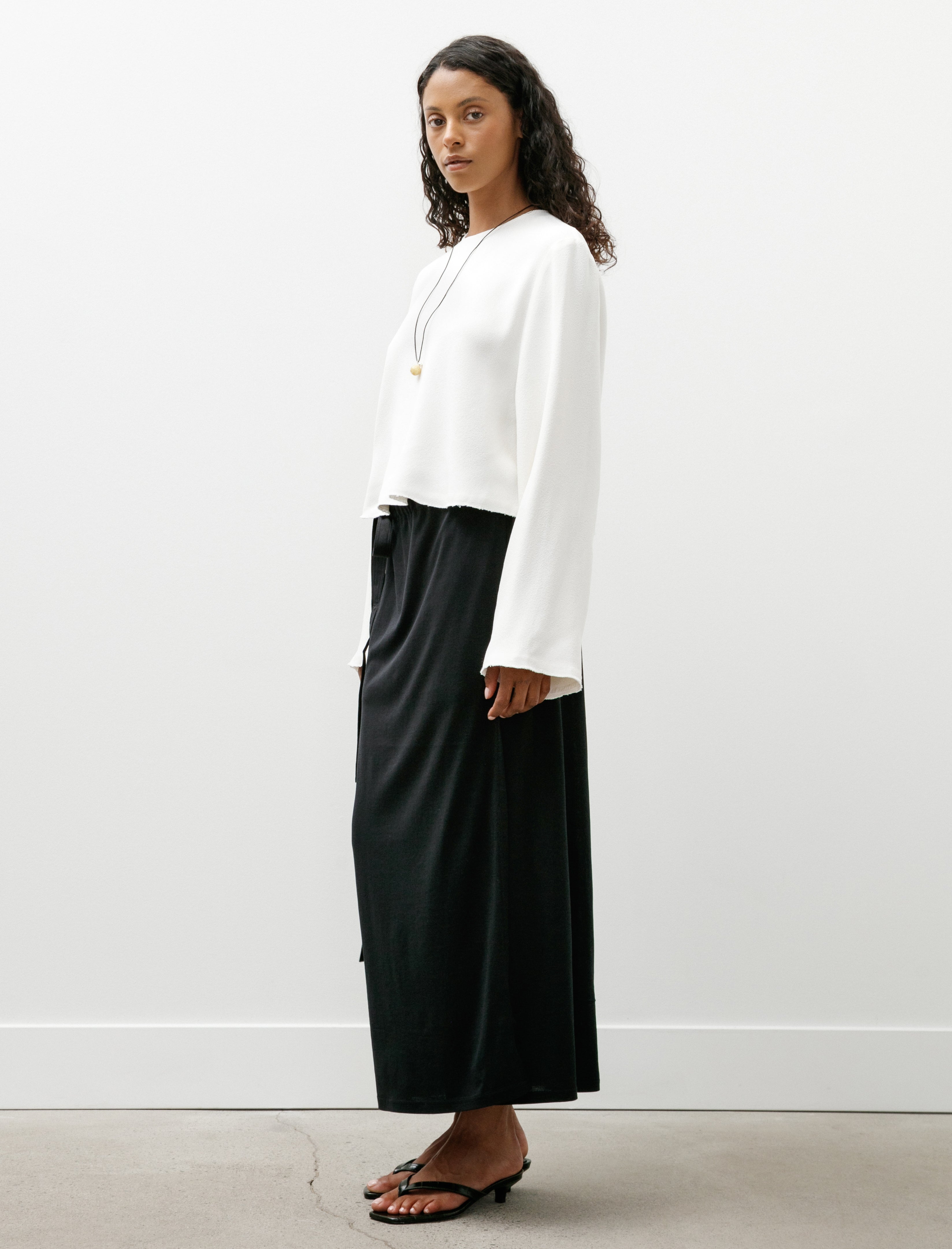 Totême Wrap Skirt Silk Cotton Black