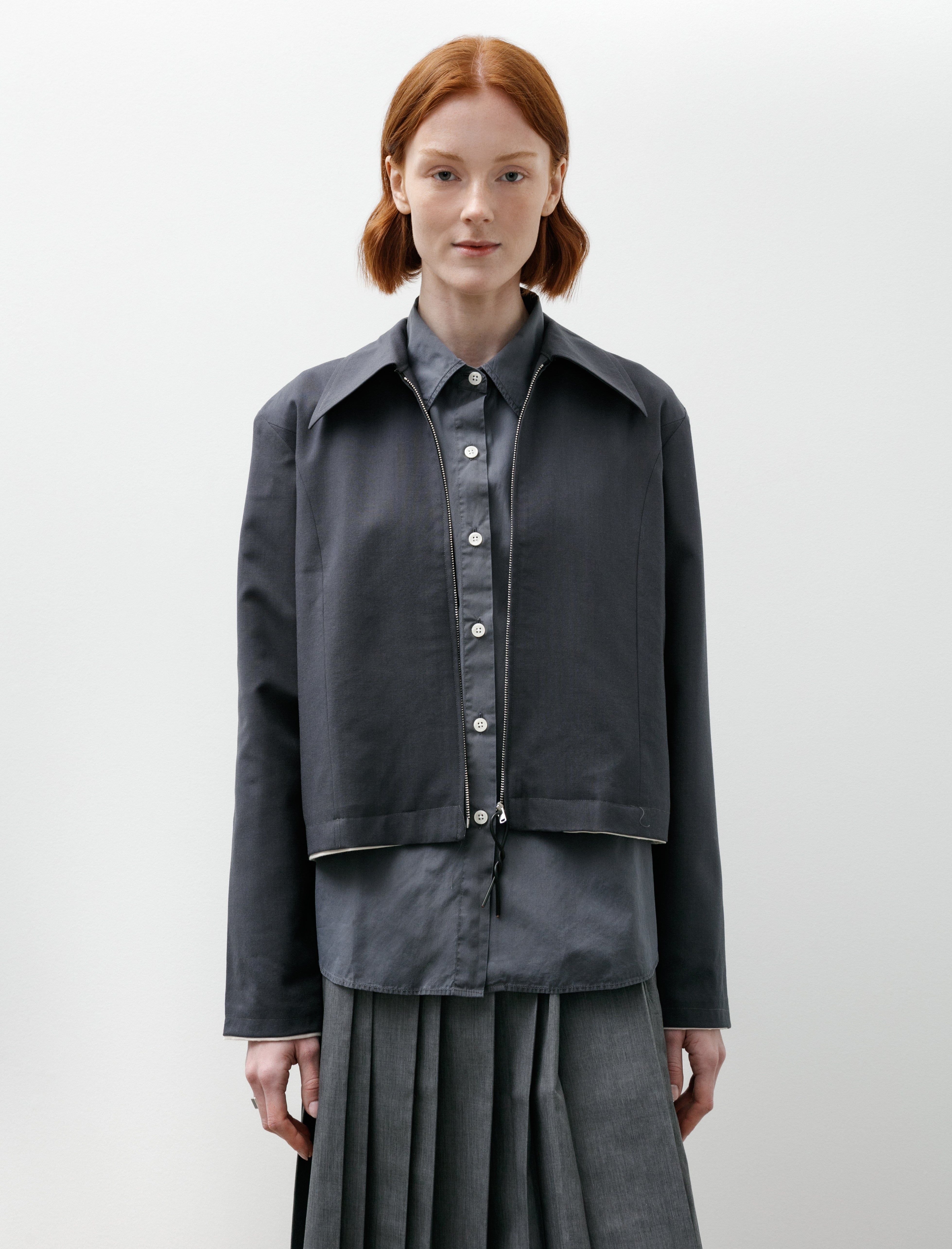 Camiel Fortgens Fitted Zip Jacket Wool Petrol