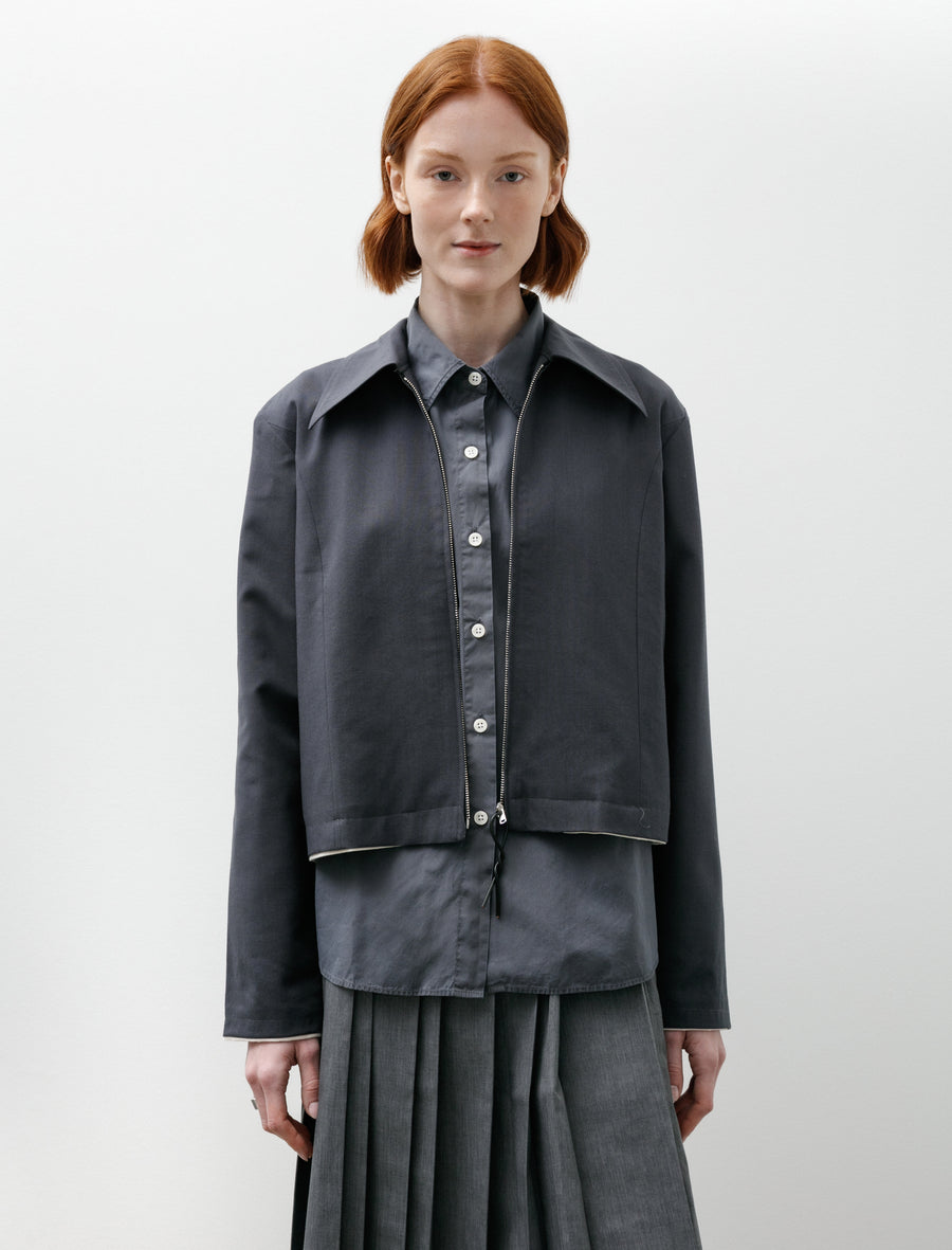 Fitted Zip Jacket Wool Petrol - Image 2