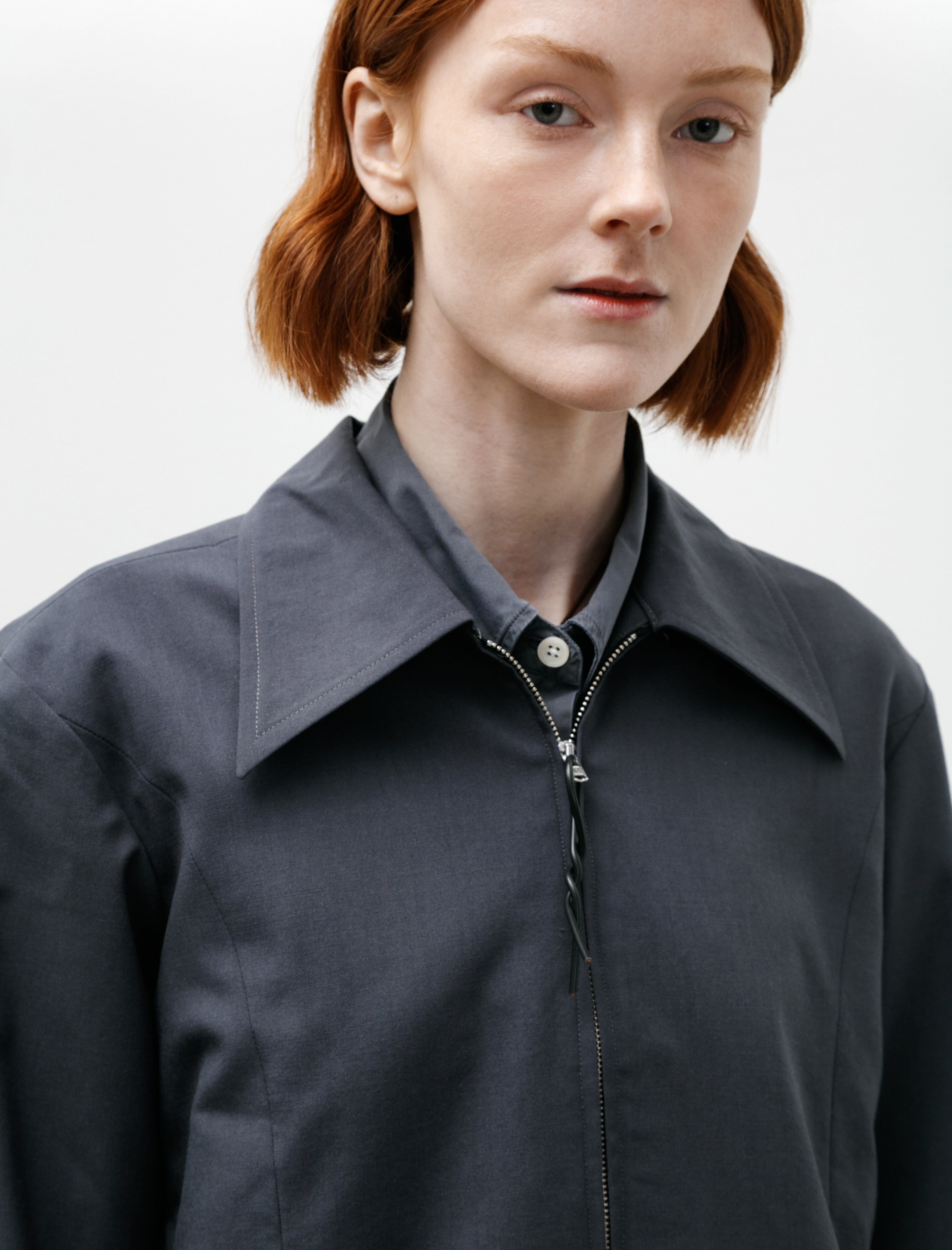 Camiel Fortgens Fitted Zip Jacket Wool Petrol