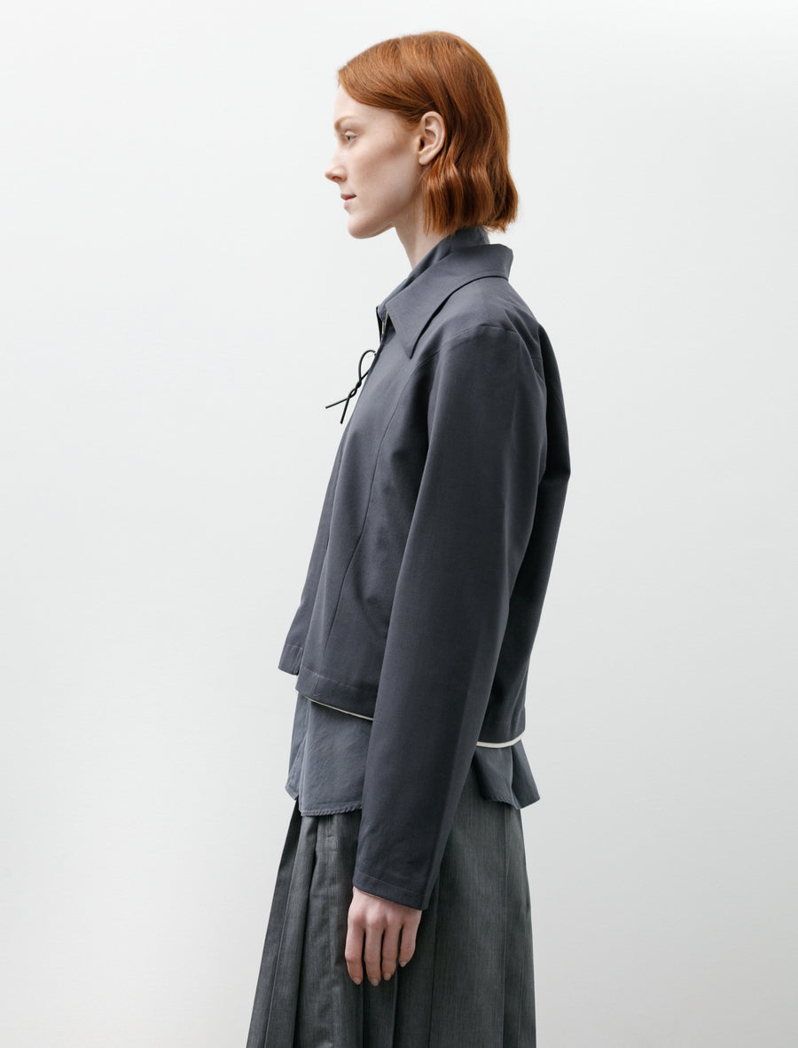 Fitted Zip Jacket Wool Petrol - Image 4