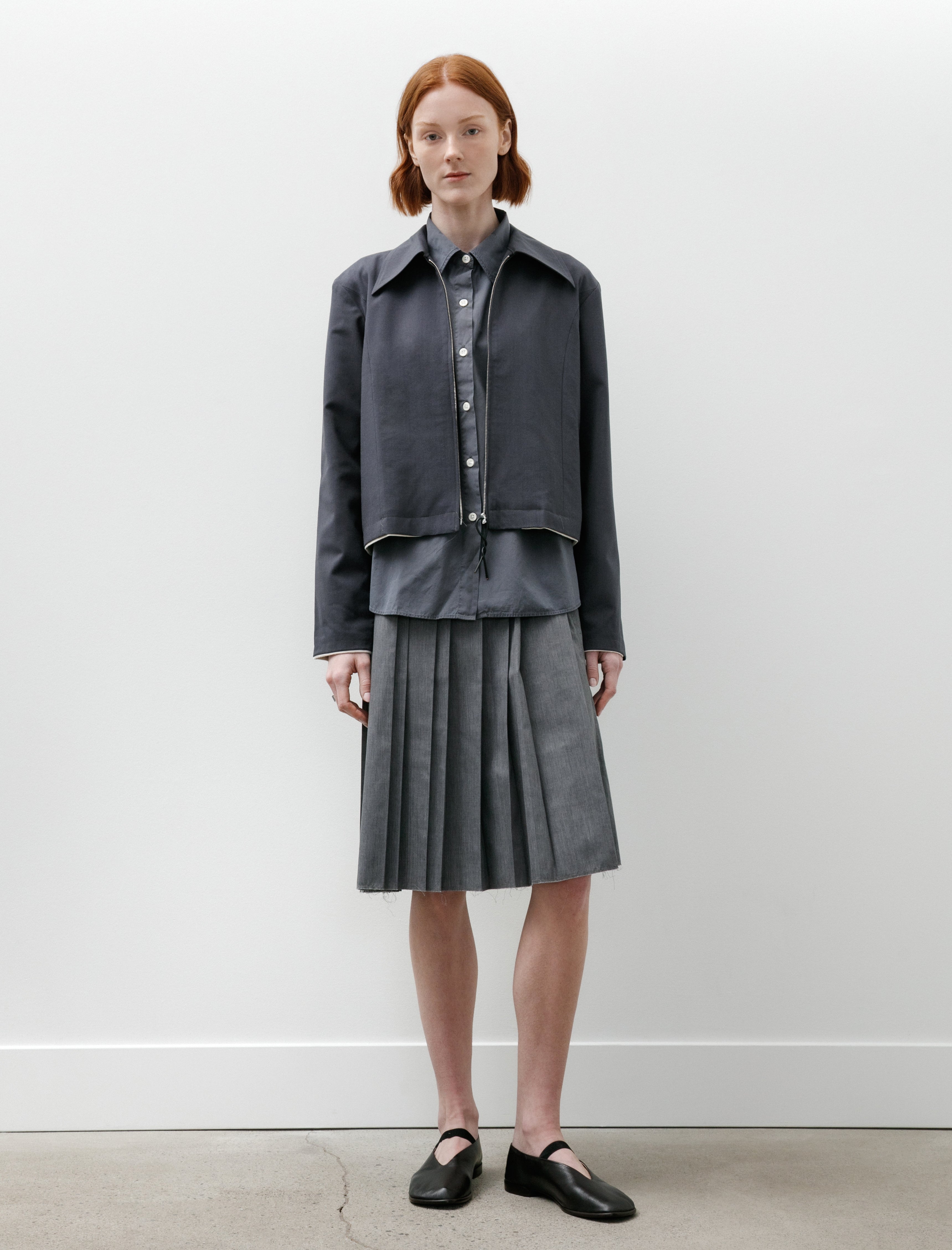 Camiel Fortgens Fitted Zip Jacket Wool Petrol
