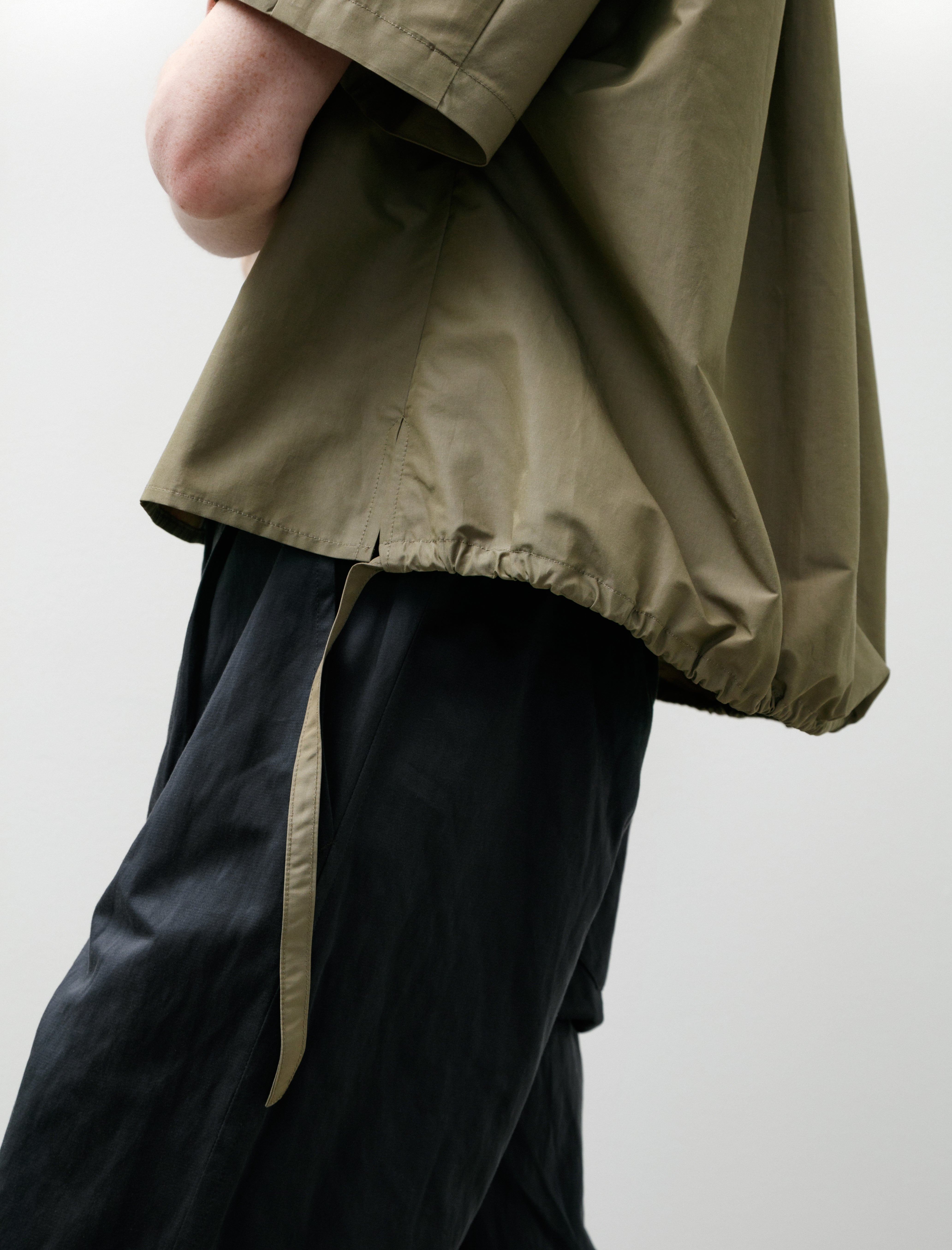 Wanze Quarter Zip Bubble Shirt Cotton Nylon Khaki Green