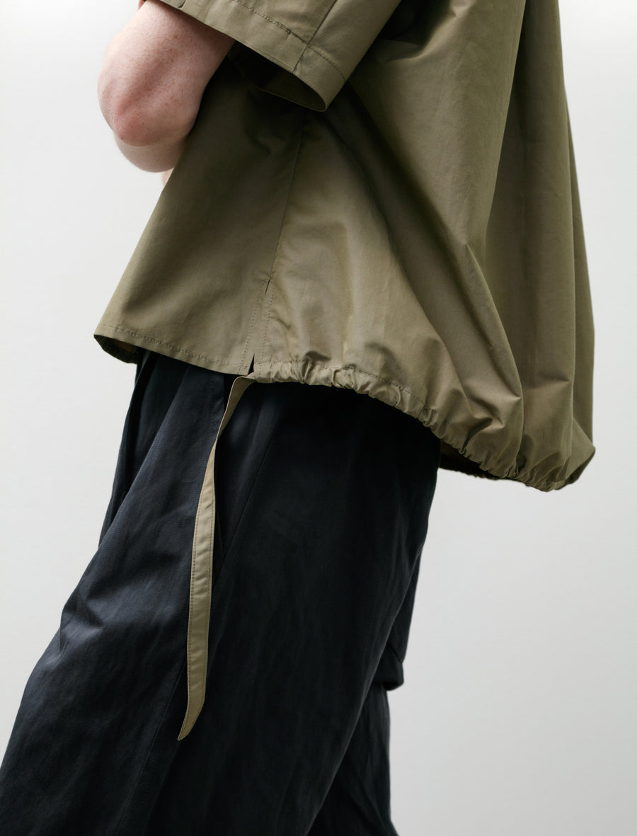 Quarter Zip Bubble Shirt Cotton Nylon Khaki Green - Image 4