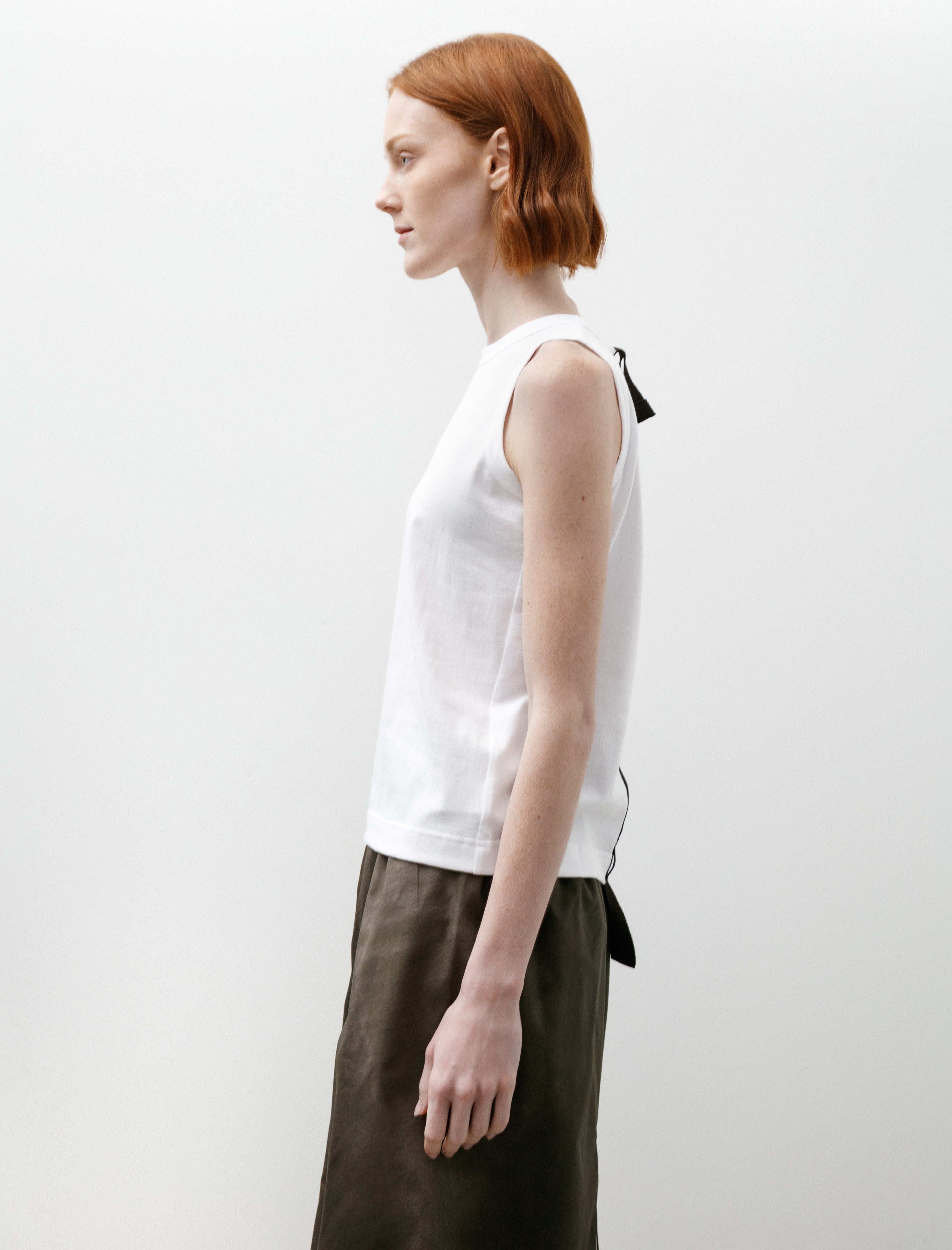 Y's by Yohji Yamamoto Back Line Sleeveless T-Shirt Ivory
