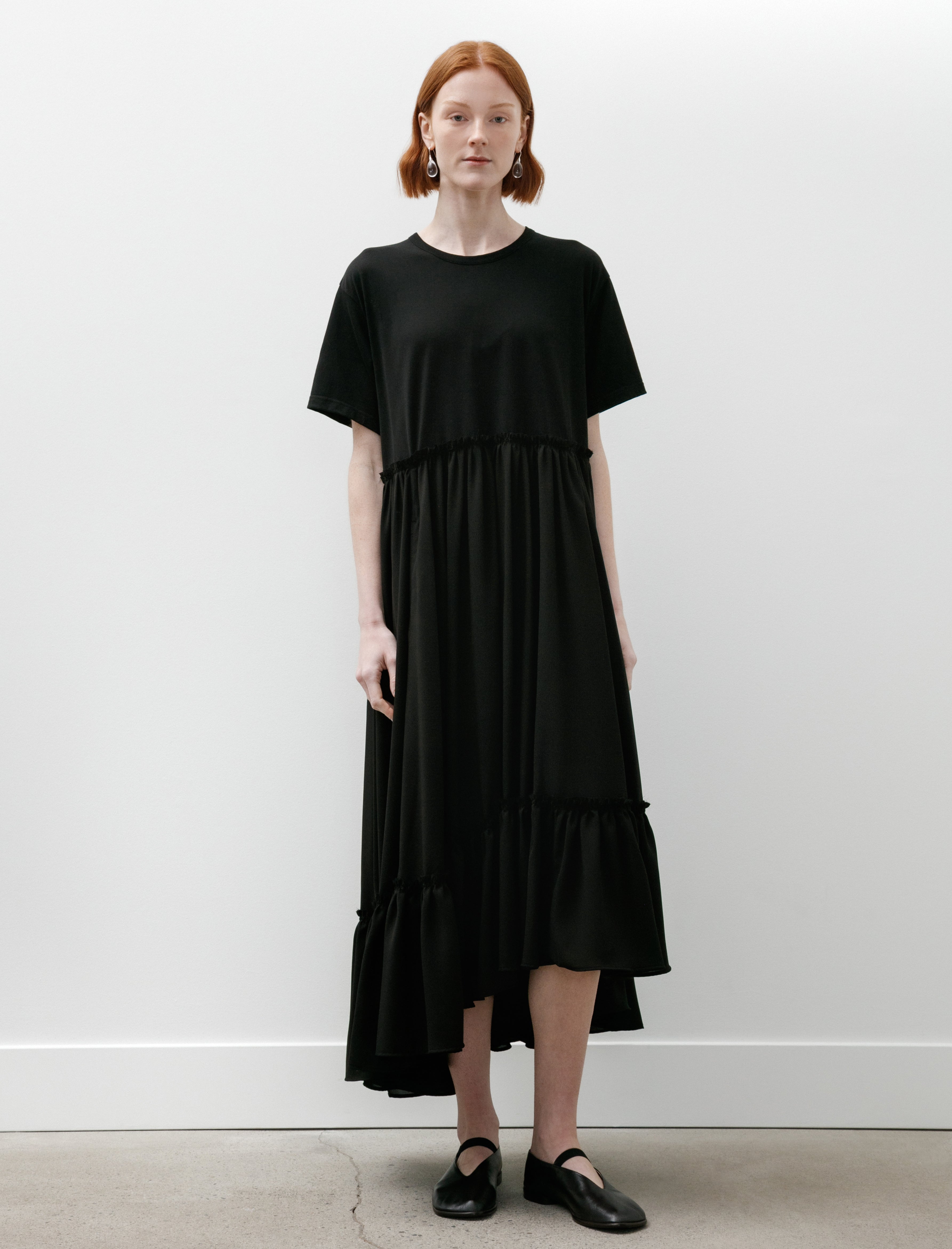 Y's by Yohji Yamamoto Half Sleeve Combination Dress Black/Black
