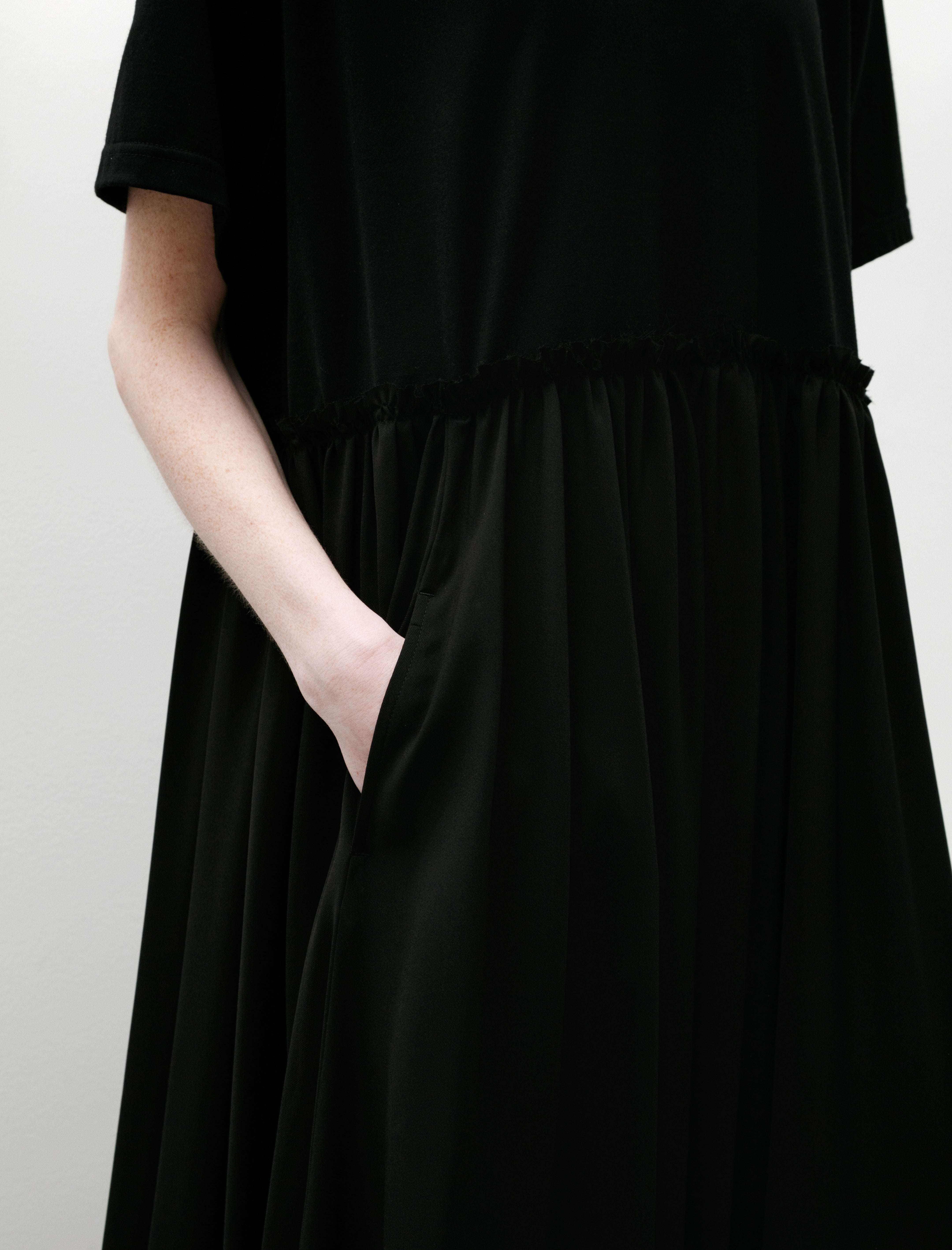 Y's by Yohji Yamamoto Half Sleeve Combination Dress Black/Black – Neighbour