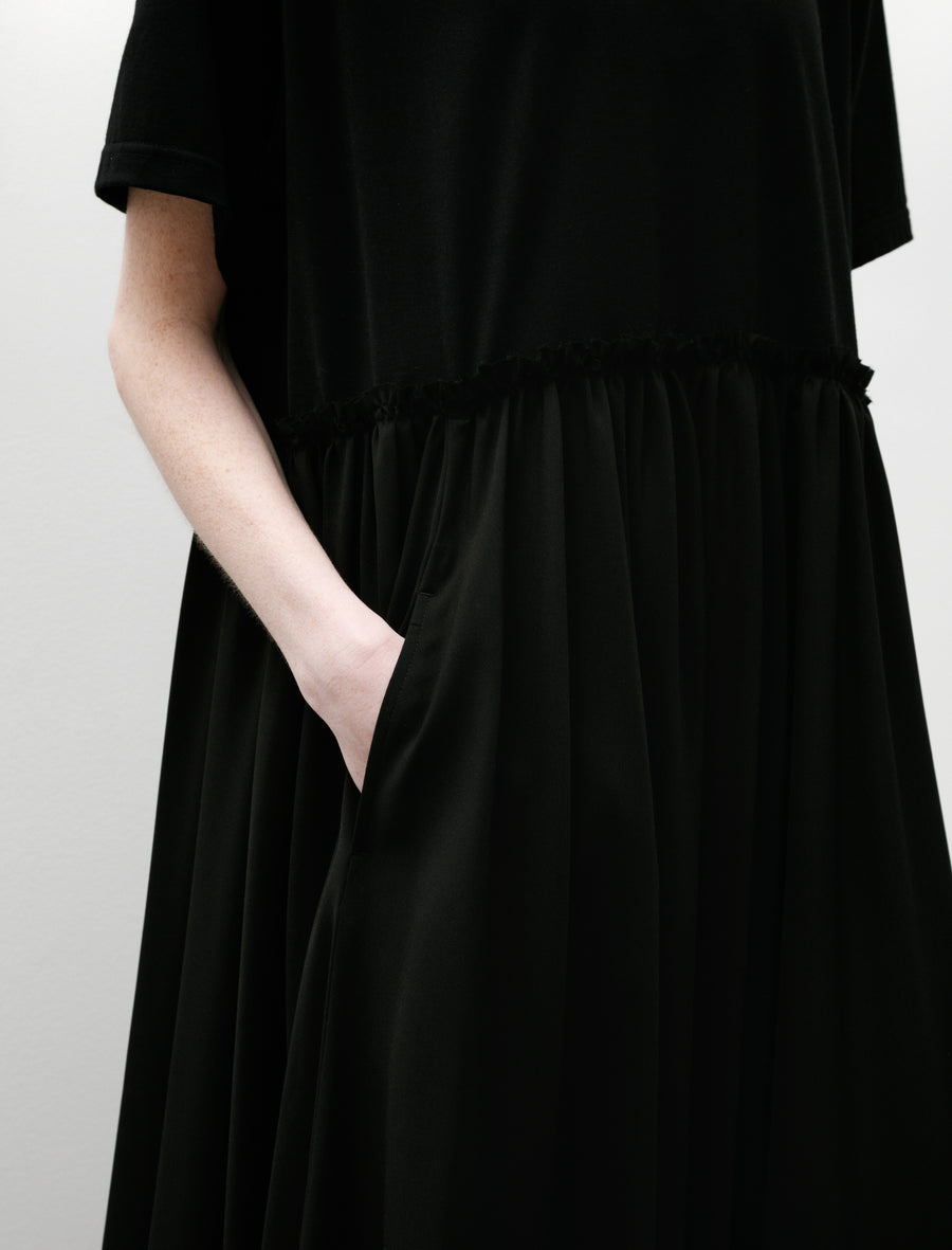 Half Sleeve Combination Dress Black/Black - Image 4