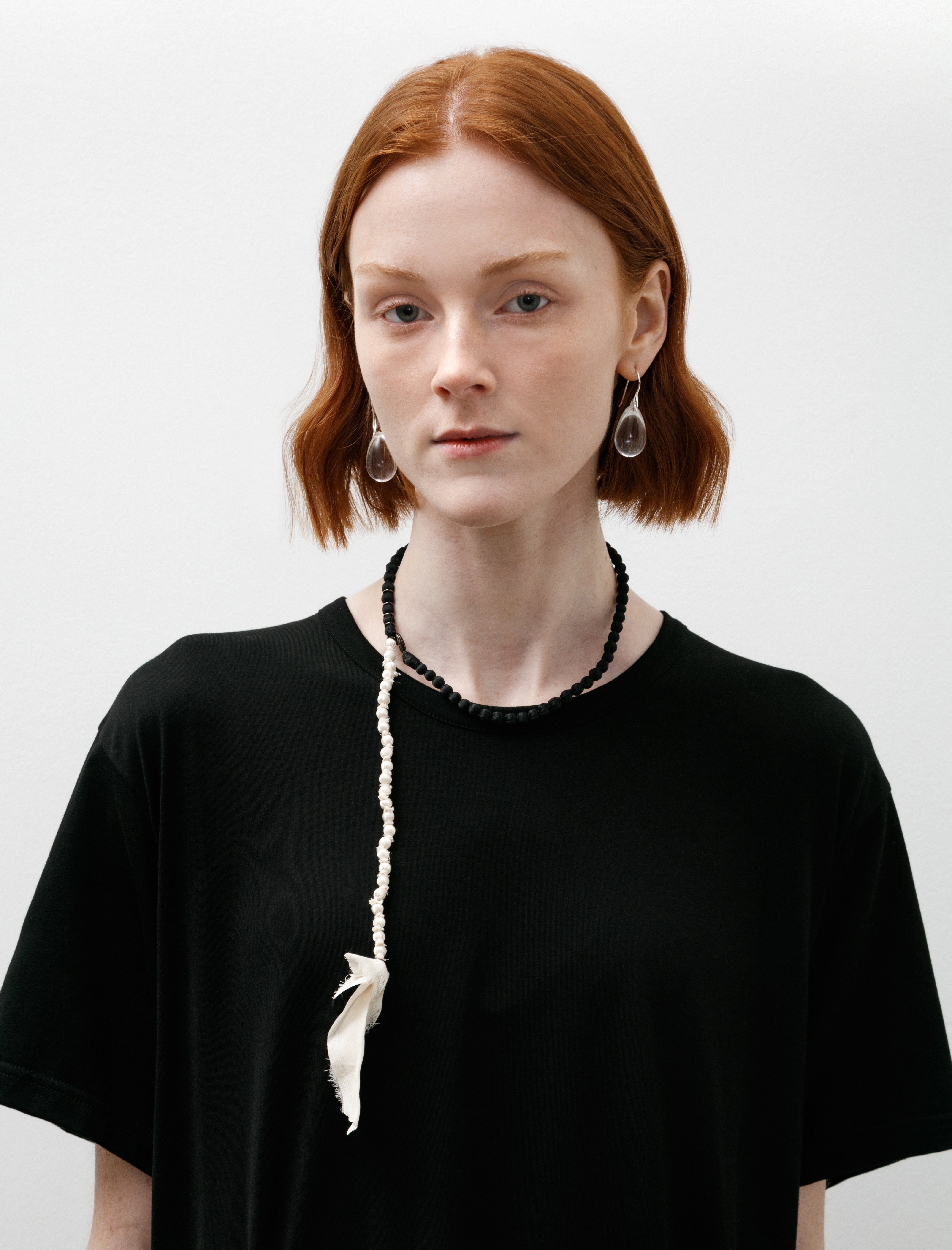 Y's by Yohji Yamamoto Silk Ball Necklace Small White/Black