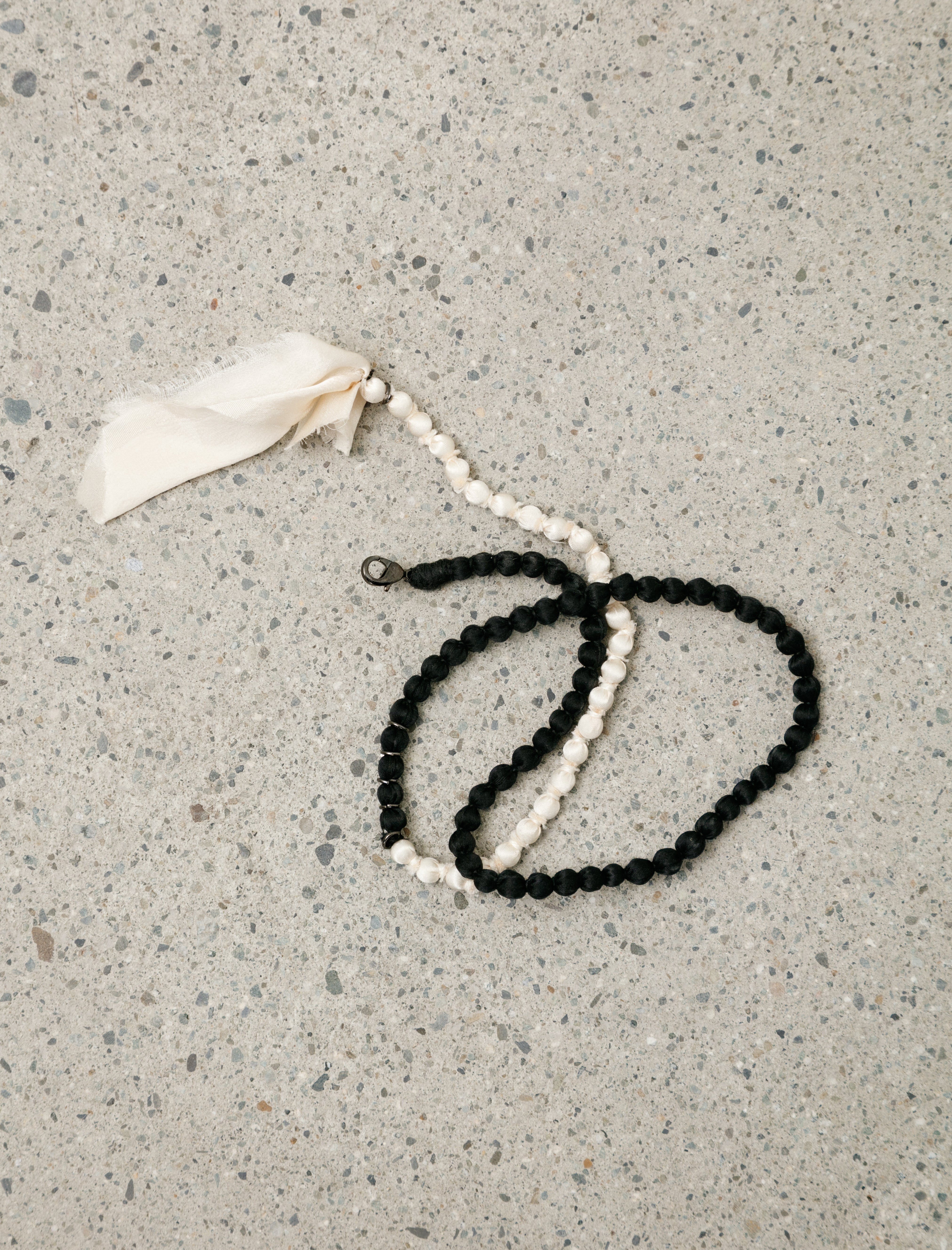 Y's by Yohji Yamamoto Silk Ball Necklace Small White/Black