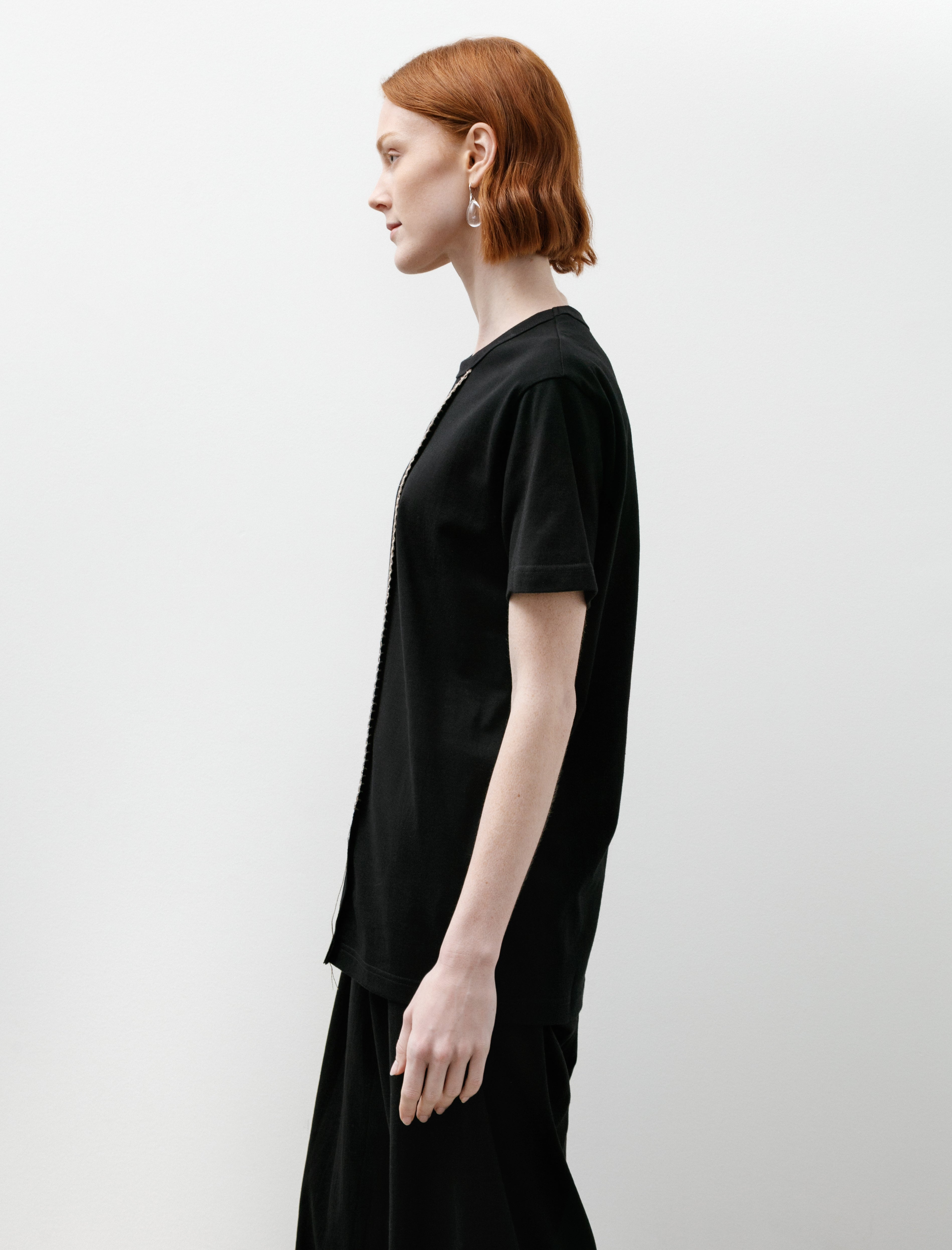 Y's by Yohji Yamamoto Ladder Stitch T-Shirt Black