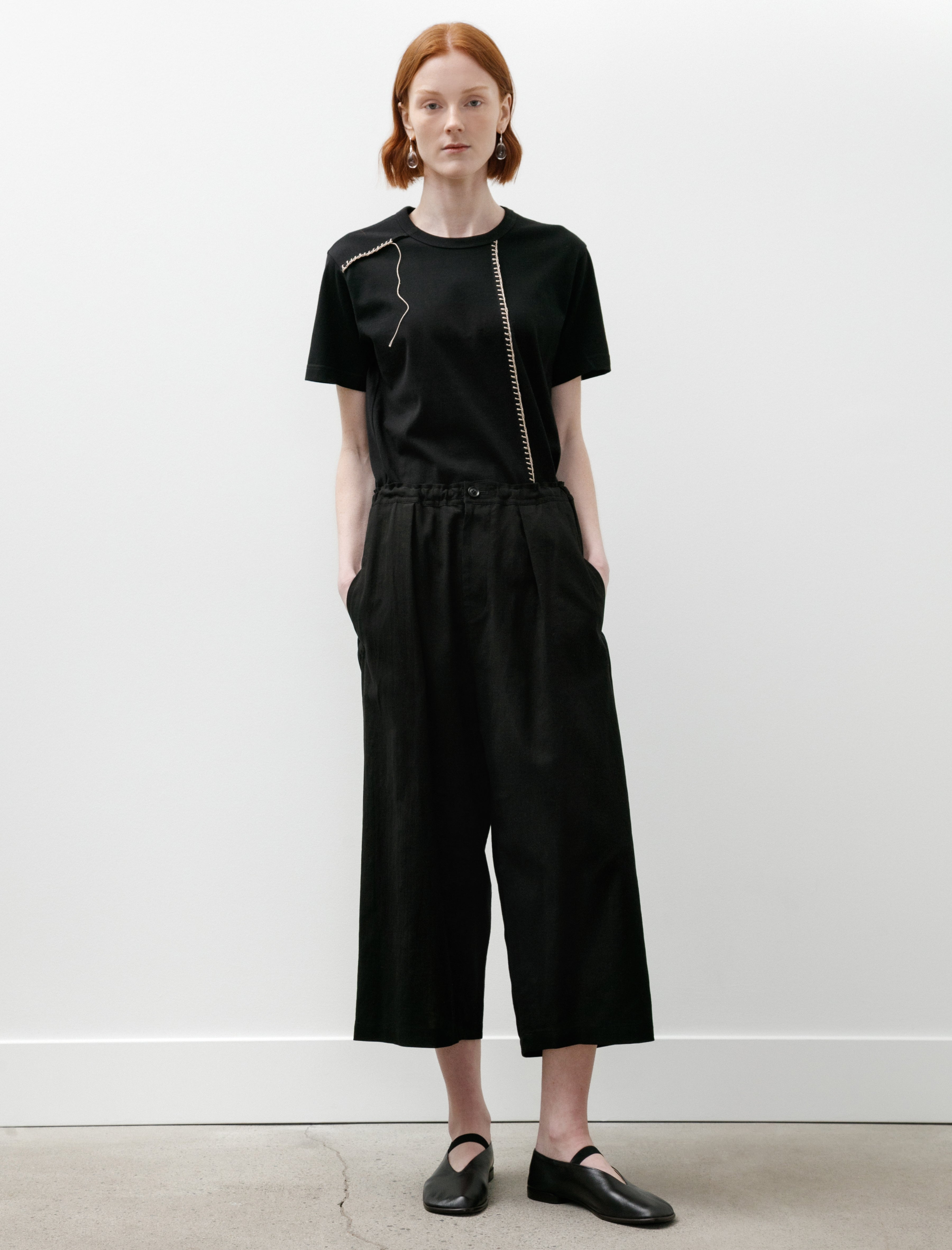 Y's by Yohji Yamamoto Front Tuck Wide Pants Black