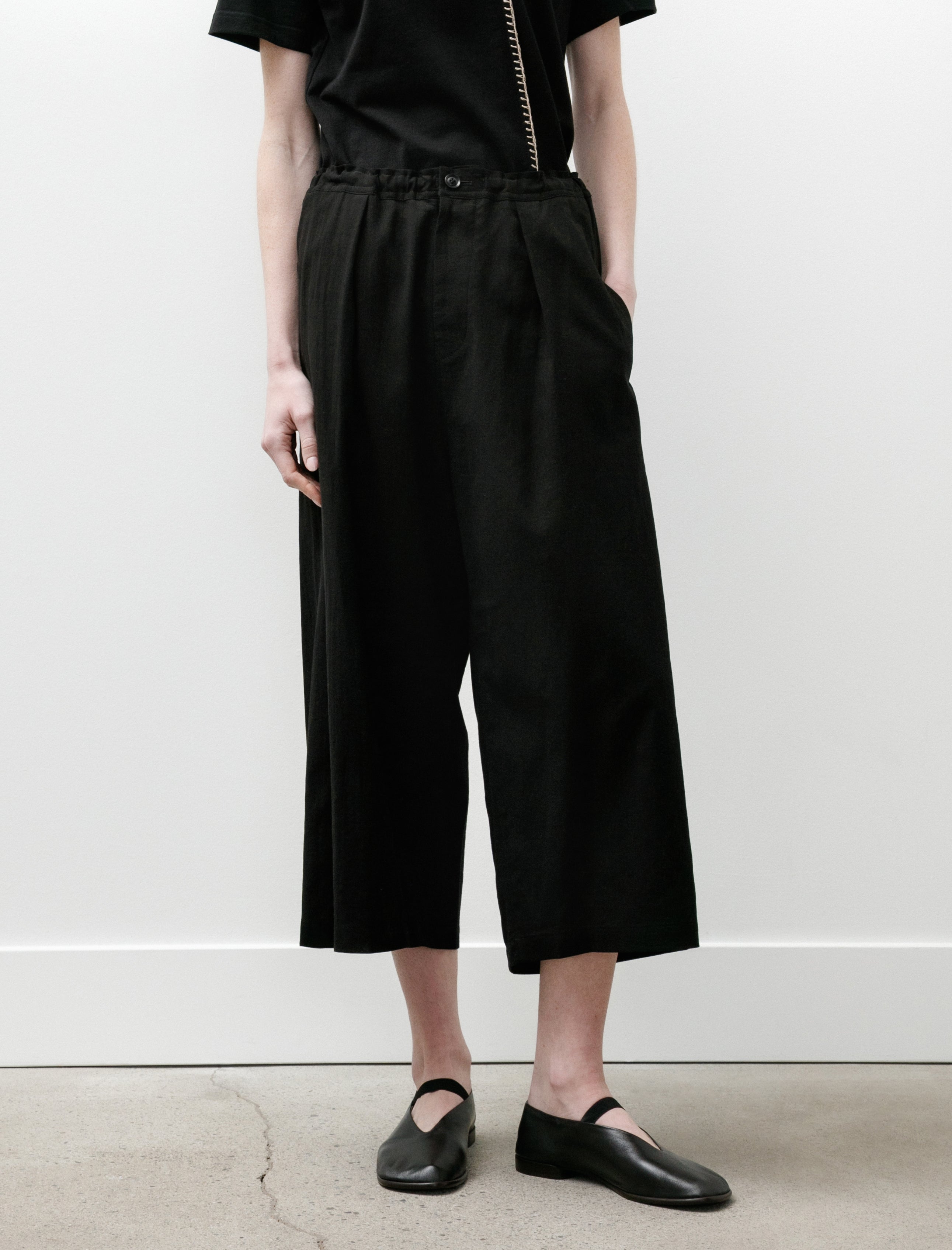 Y's by Yohji Yamamoto Front Tuck Wide Pants Black